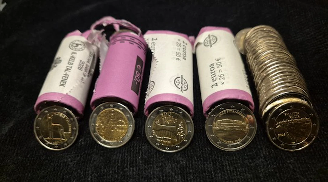Europe. 2 Euro 2025/2026 (125 coins) in 5 rolls