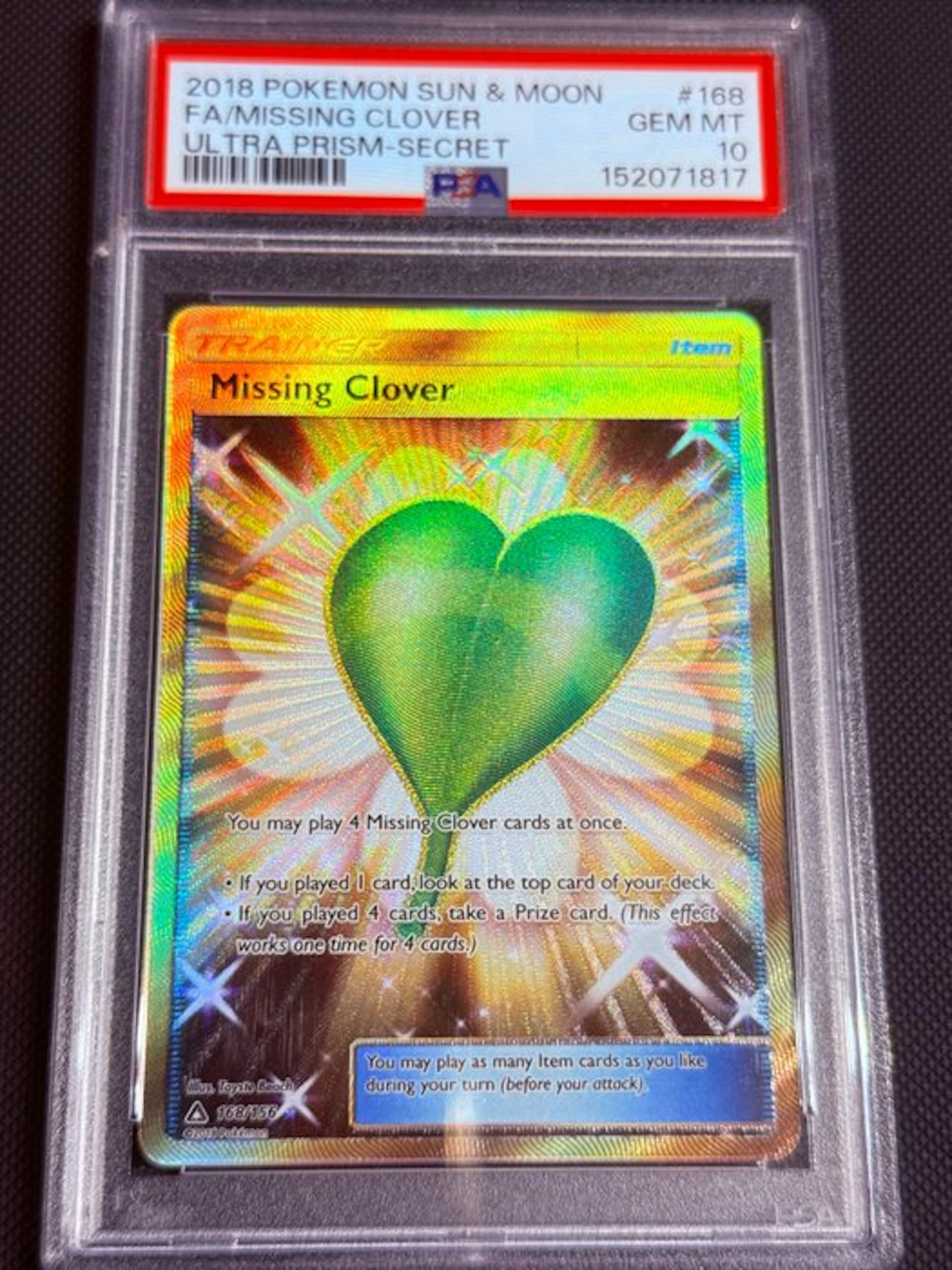 Pokémon - 1 Graded card - Missing Clover 168/156 Foil