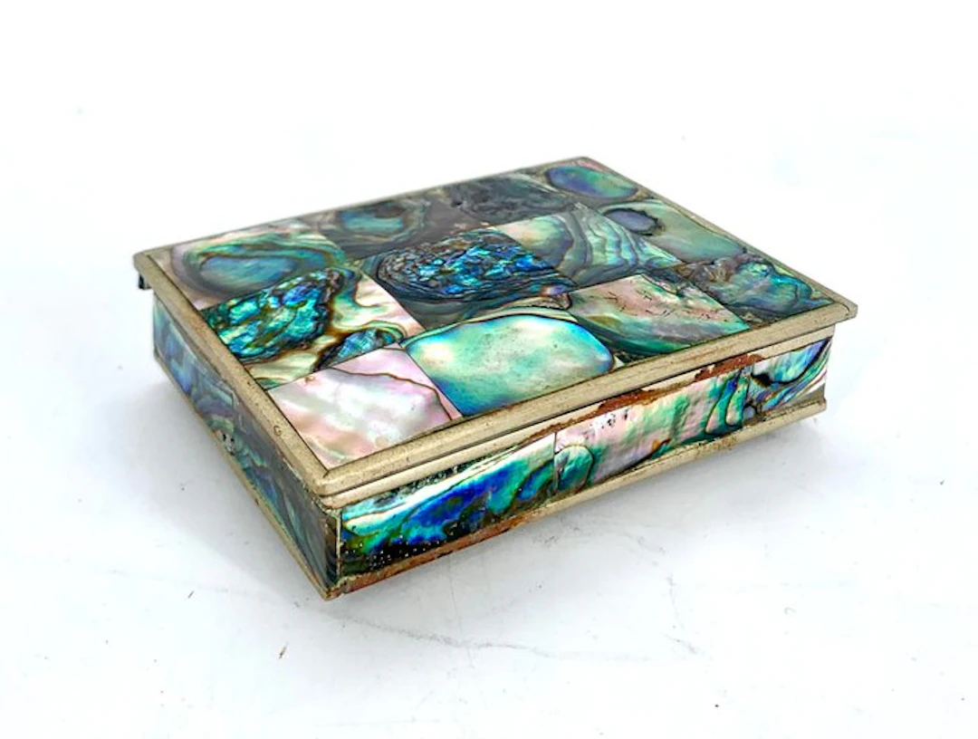 Box - tricket box - Vintage Mexican Alpaca & Abalone...