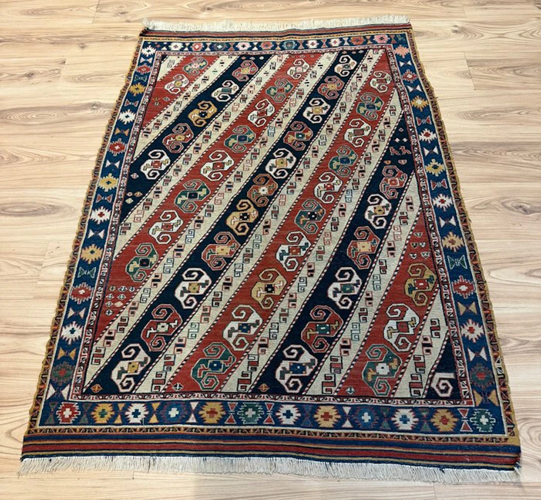 Kazak - Rug - 1.52 m - 1.05 m - Caucasian Soumak 1880s.!