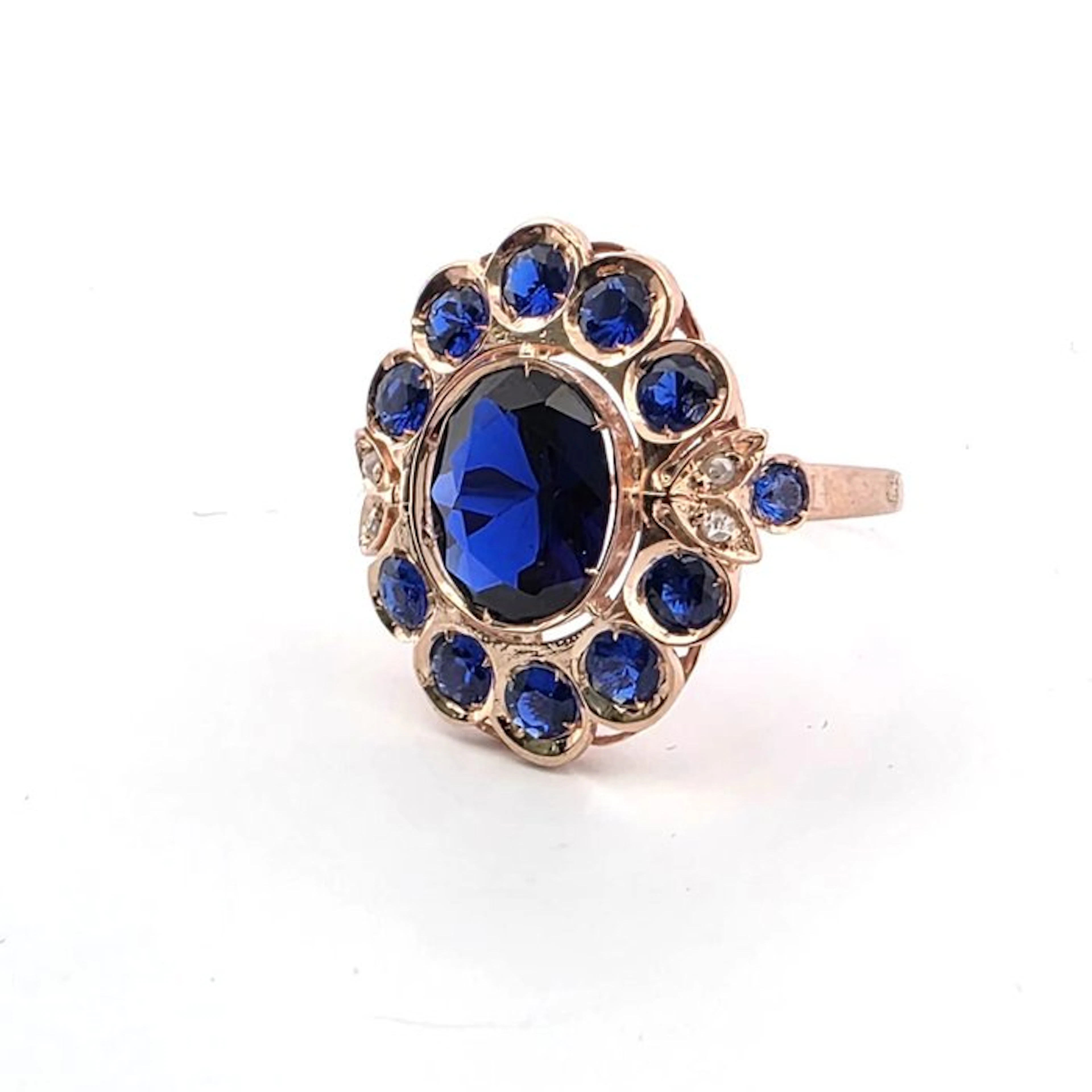 No reserve price - Ring - 9 kt. Rose gold, Silver Spinel - Diamond