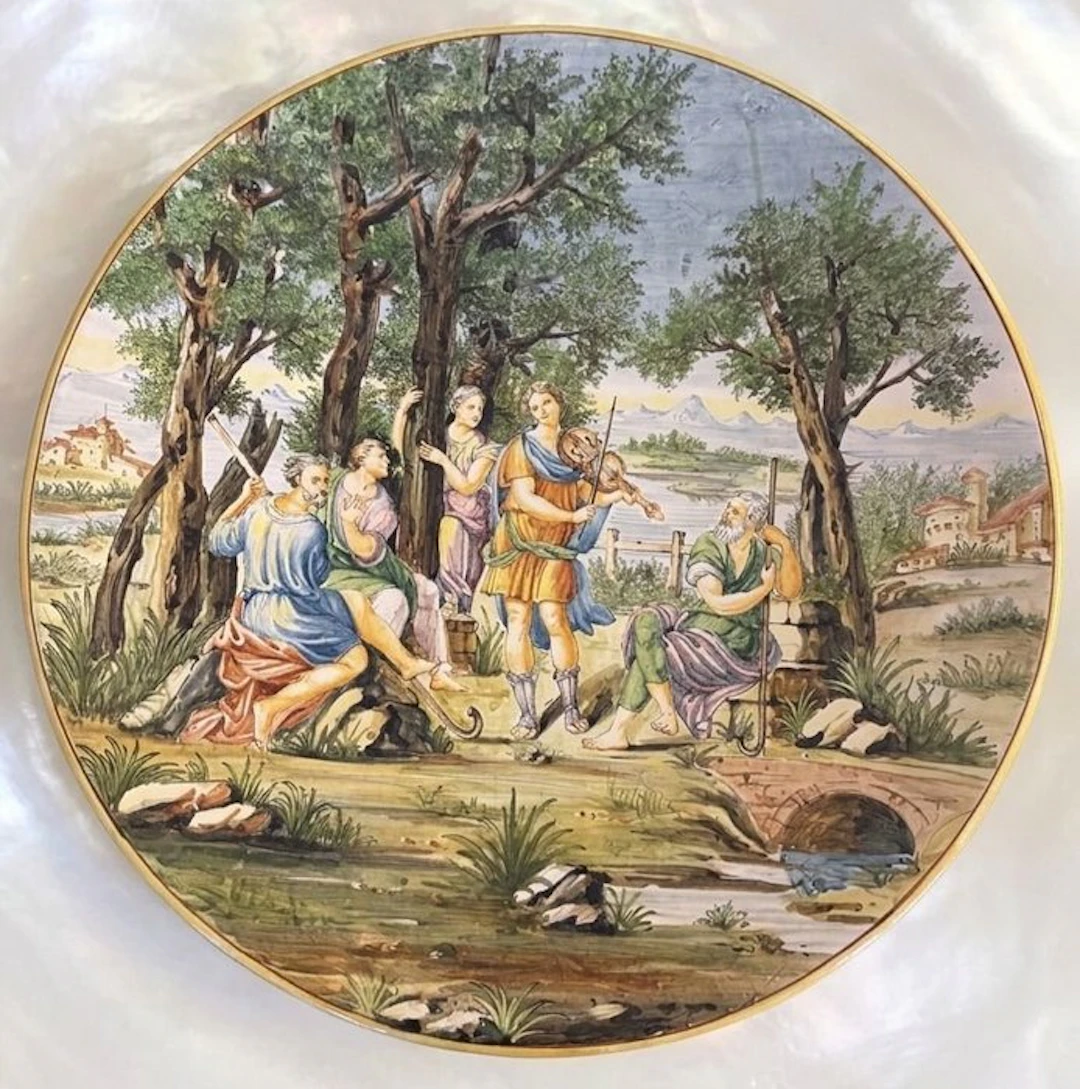 Angelo Minghetti (1822–1885) - Plate - Majolica - The Orpheus charger