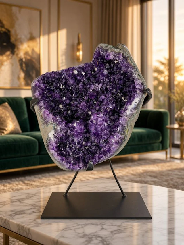 Quality amethyst rock Crystal geode on stand Crystal...
