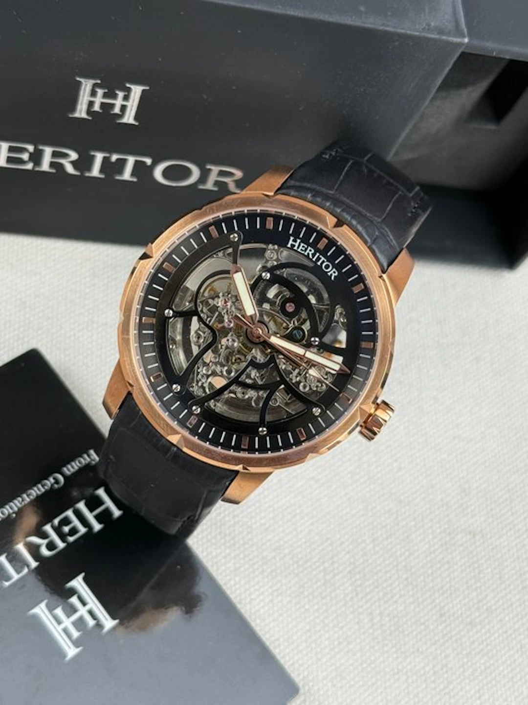 Heritor - Heritor Automatic Ryder Skeleton - Black/Rose...