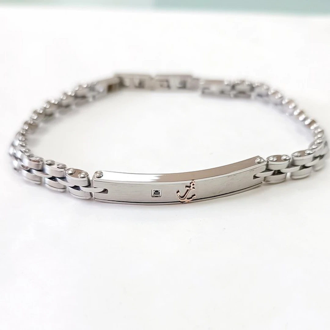 Diamond - 18 kt. - Steel, Rose gold - Bracelet - Artisanal
