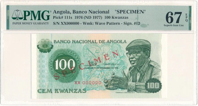 Angola. - 100 Kwanzas - 1976 (ND 1977) - Specimen - Pick 111s (No