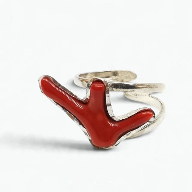 Coral - Sterling Silver 925 - Ring - Italian craftsmanship