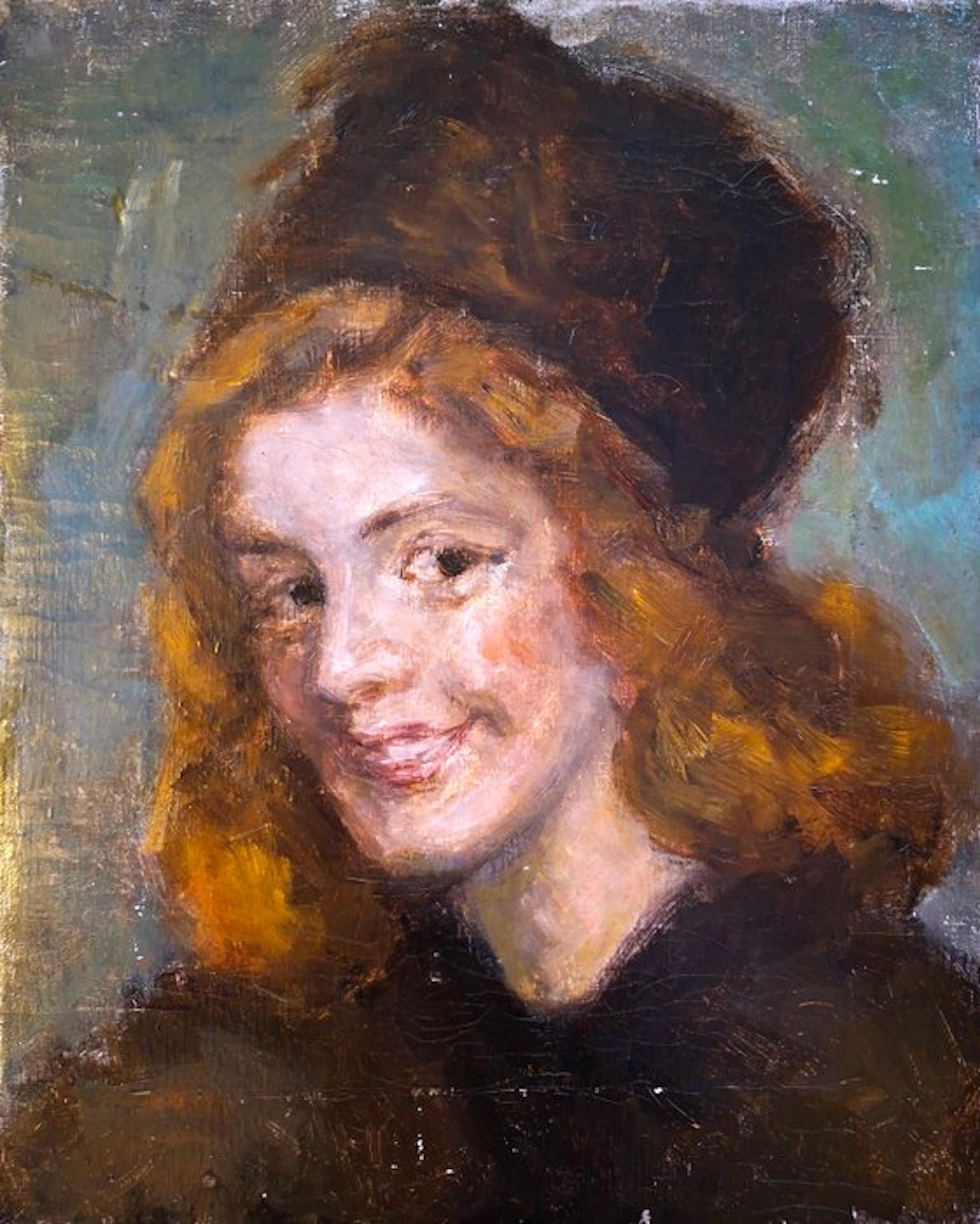 Haagse School (XX) - Portret van een glimlachende vrouw met hoed