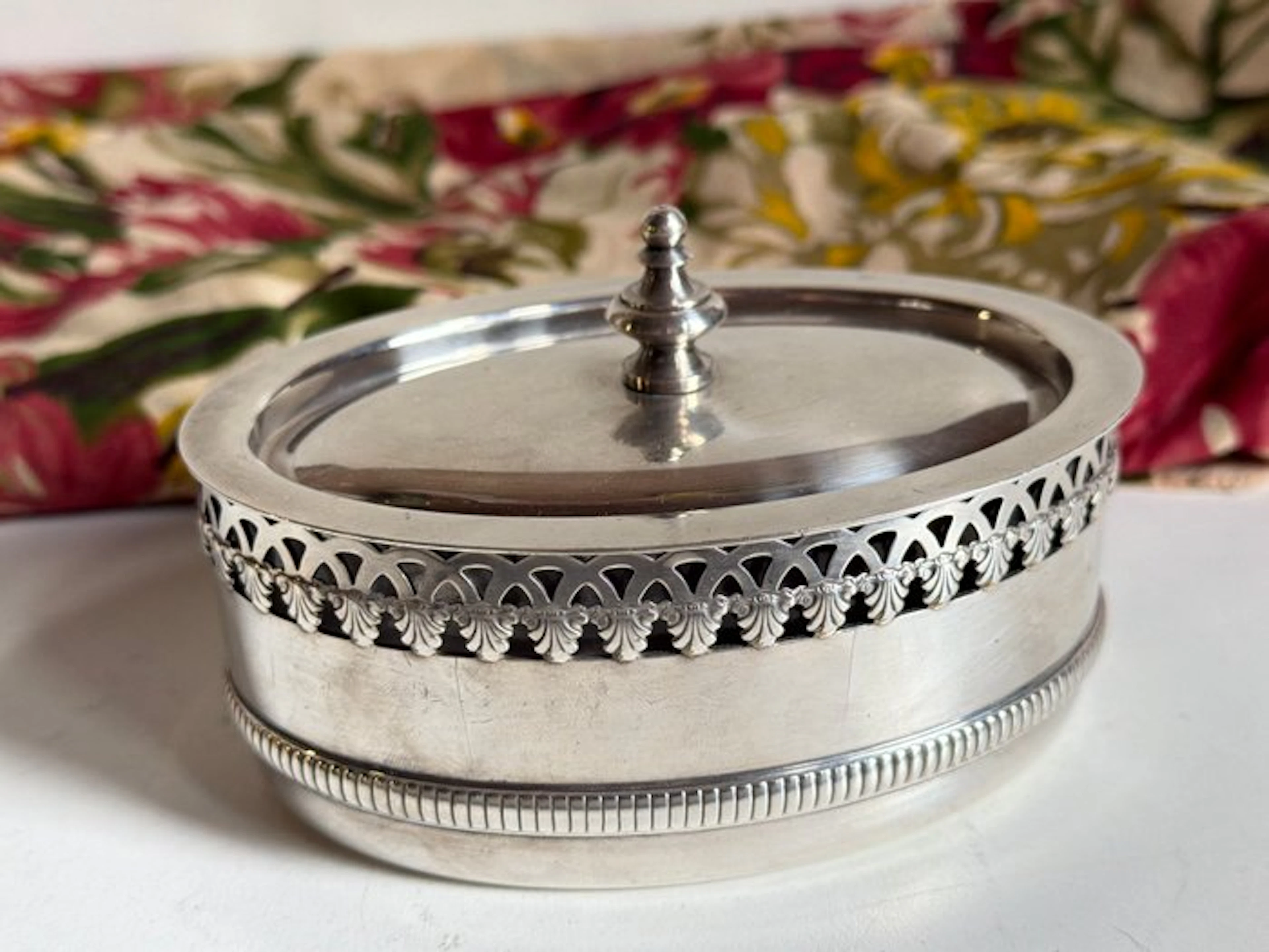 CAILAR BAYARD - Jam jar - Openwork Greek motif 'Rocaille' - Silver 9 gr