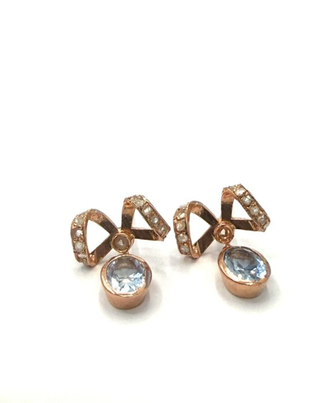 No reserve price - Earrings - 9 kt. Rose gold, Silver Spinel - Diamond