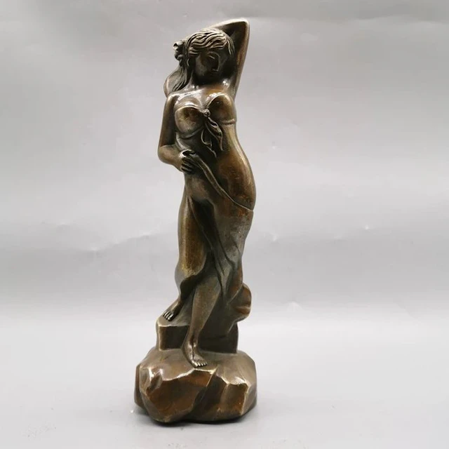 Sculpture, Bronze-finish sculpture of a beautiful lady - 23 cm - Copper
