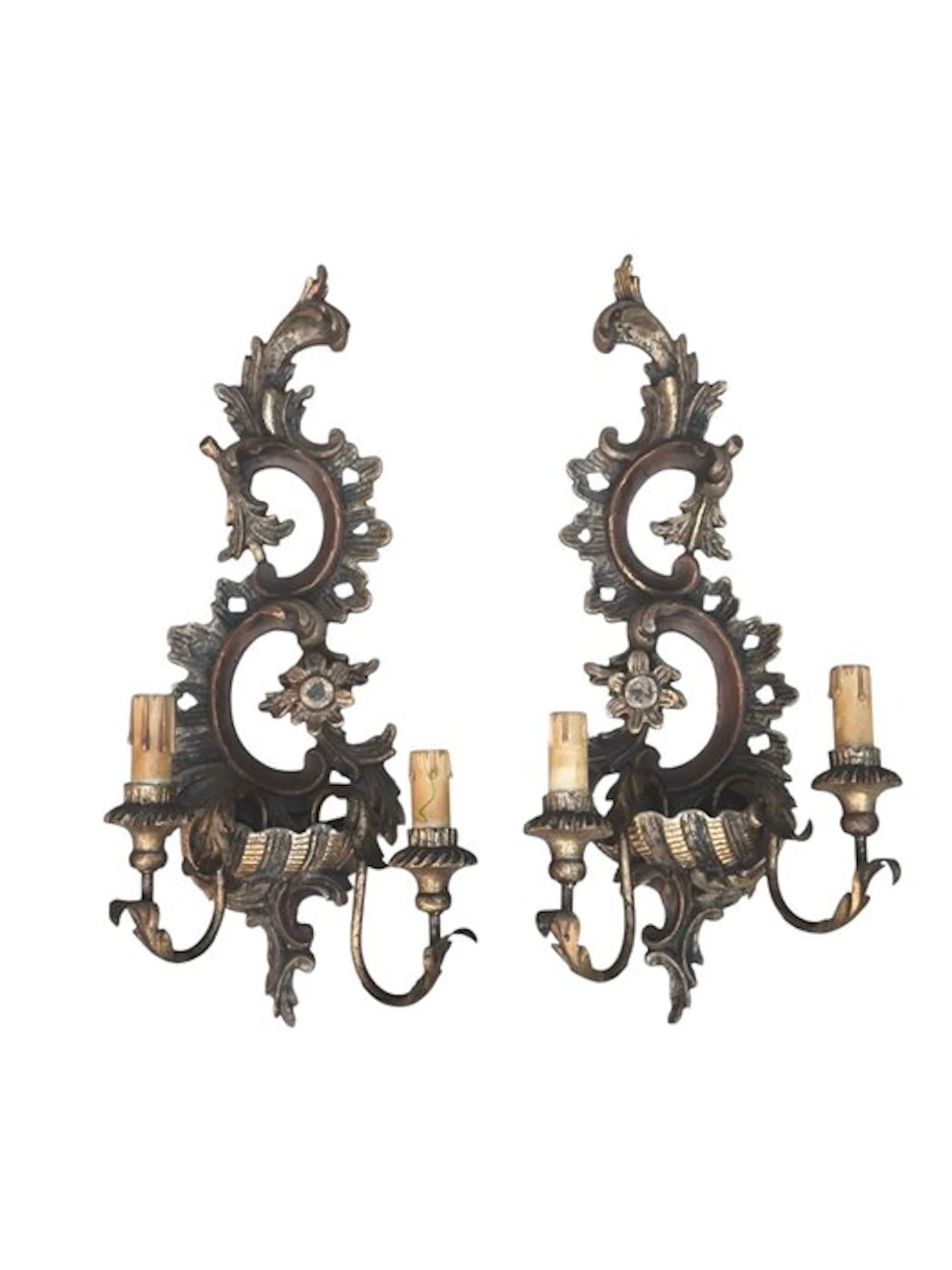 Wall sconce (2) - Wood, Metal