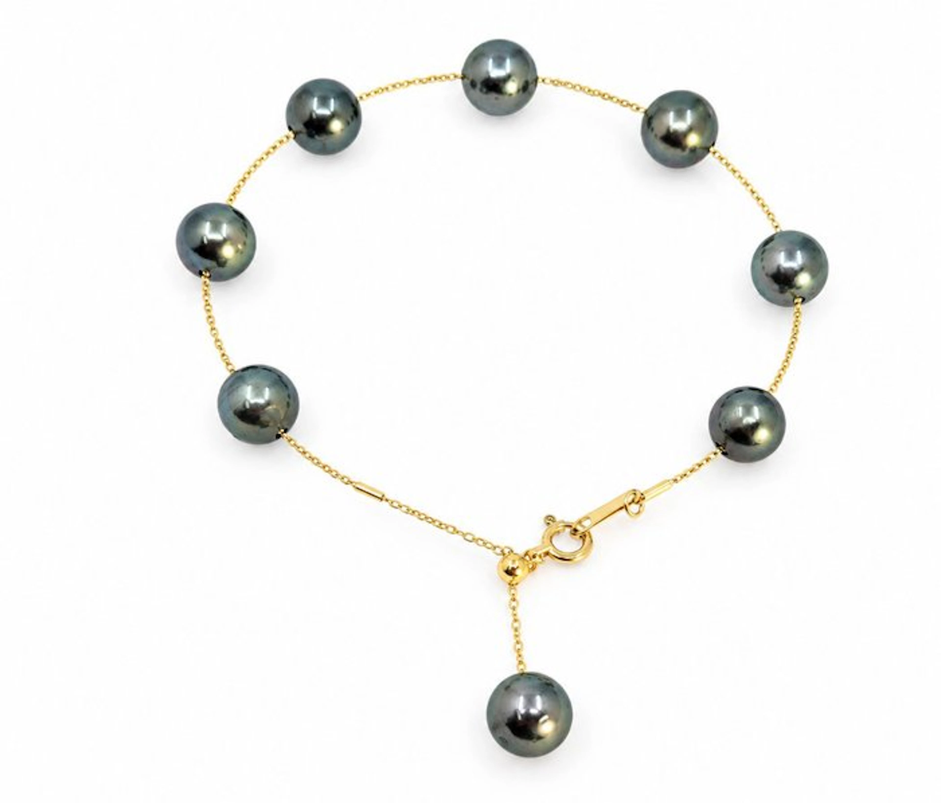 Bracelet - 18 kt. Yellow gold, 7.5x8mm Bright Tahiti Pearls