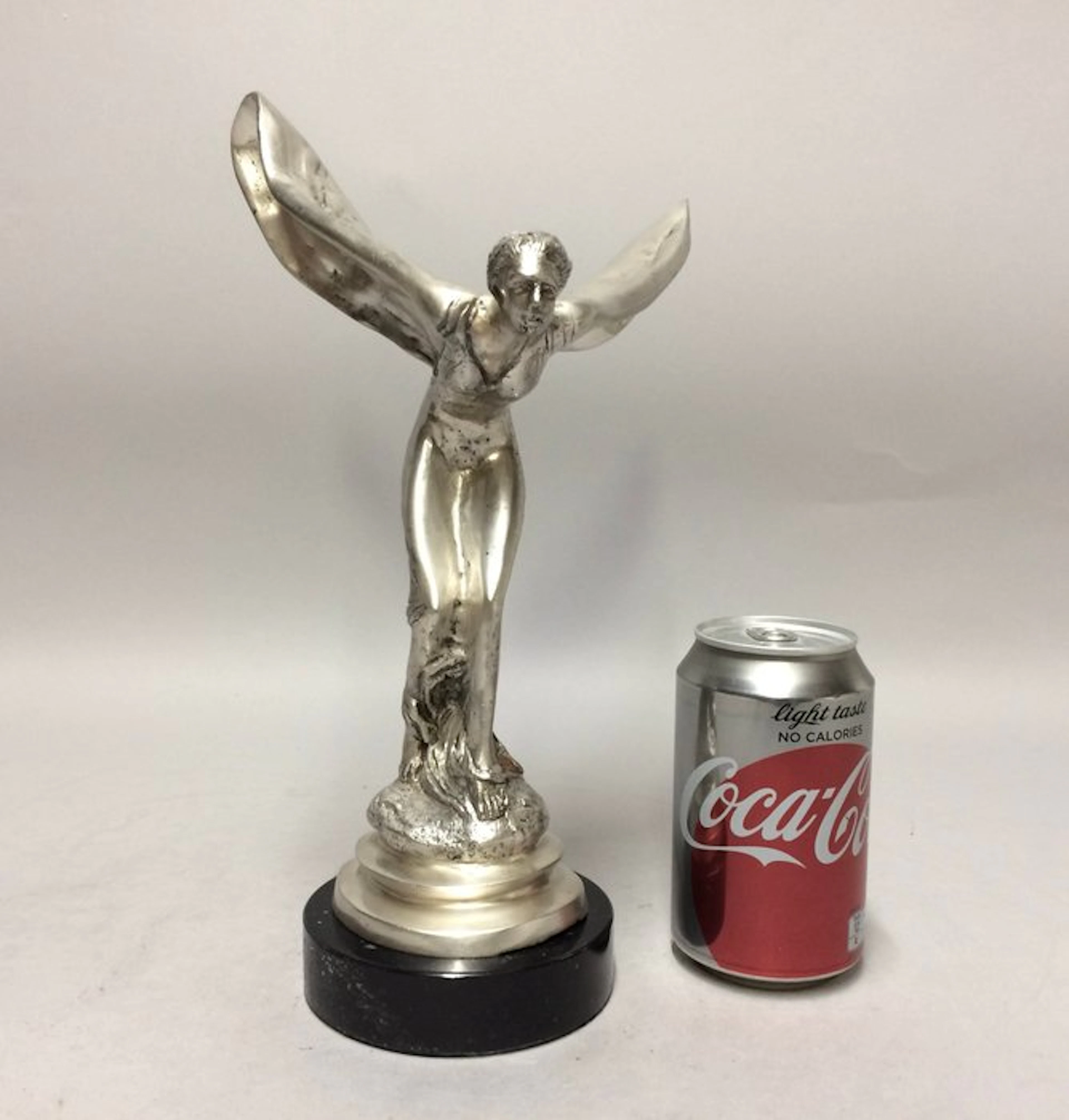 Statue, Spirit of ecstasy - 28 cm - silvered bronze