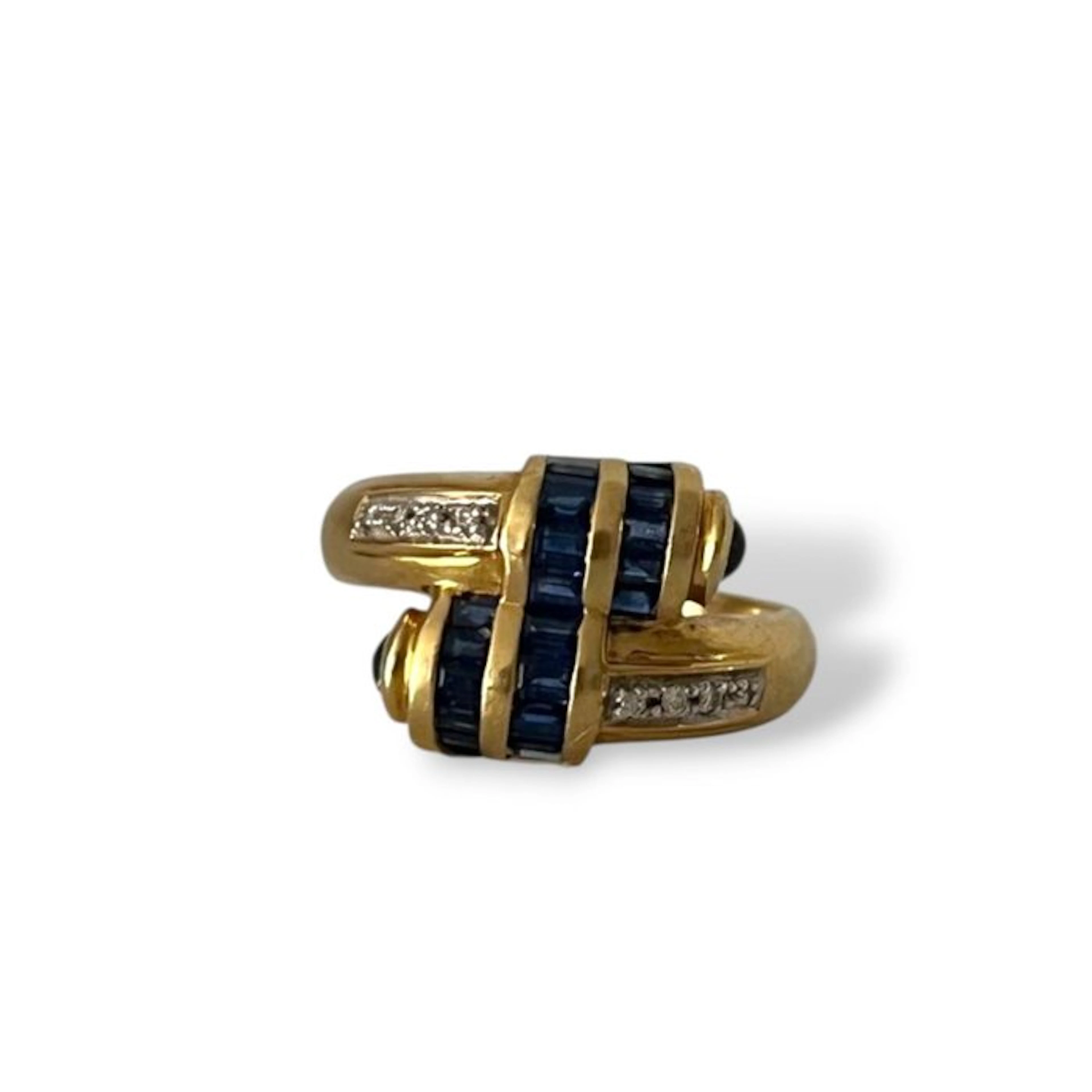 Ring - 18 kt. Yellow gold - 1.42ct. tw. Sapphire - Diamond