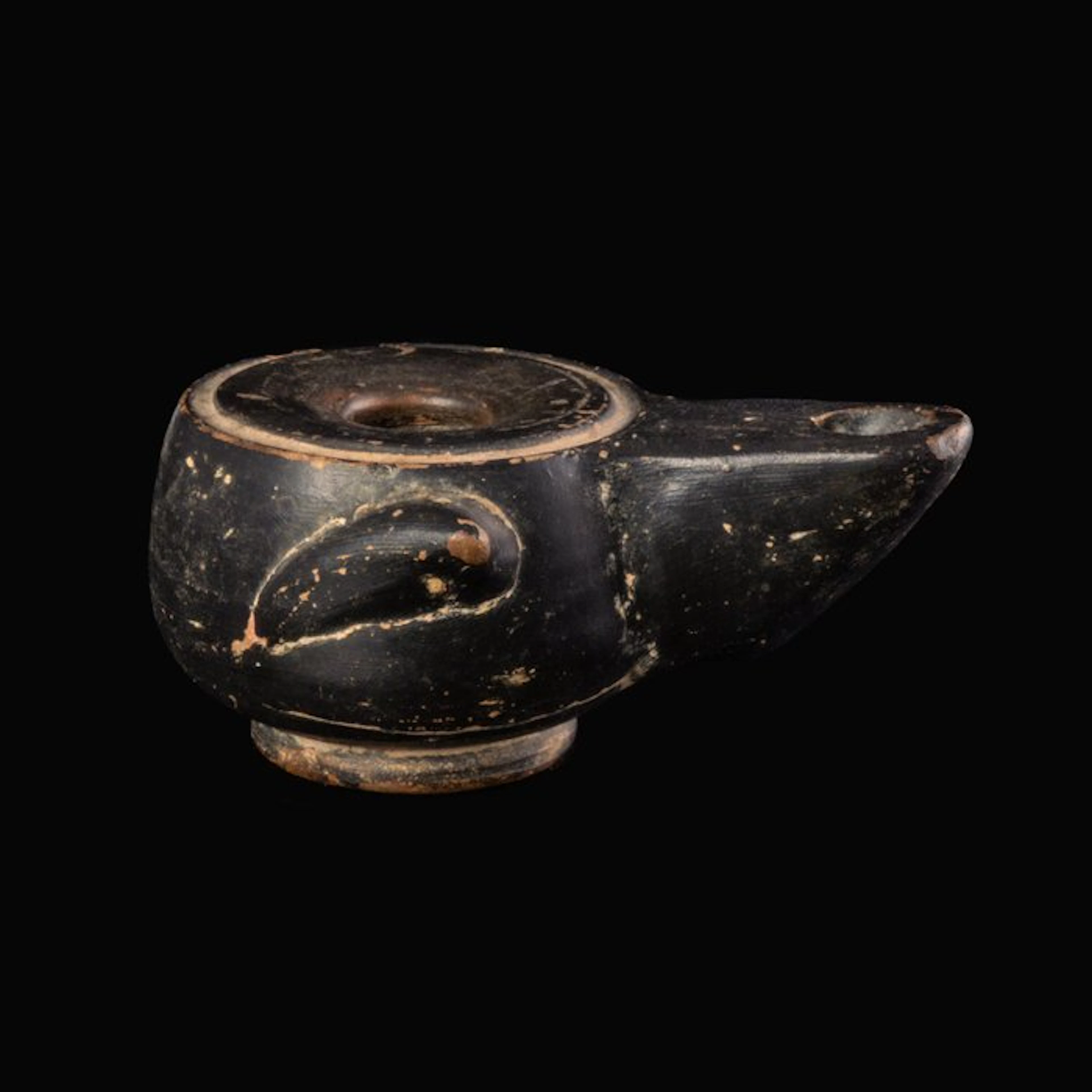 Ancient Greek Attic Blackware Oil Lamp