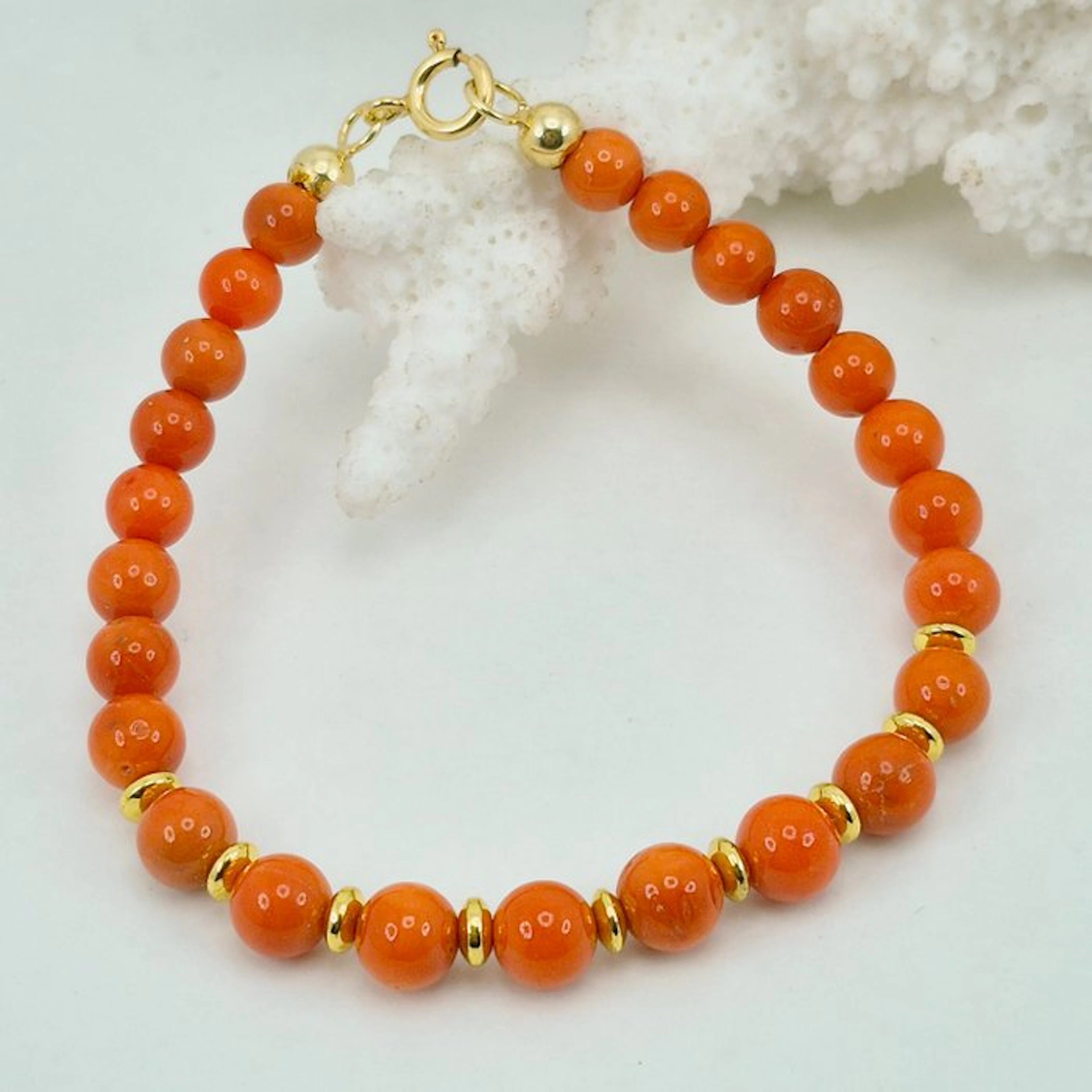 Coral - Silver, Gold-plated - Bracelet - CORALLO MEDITERRANEO