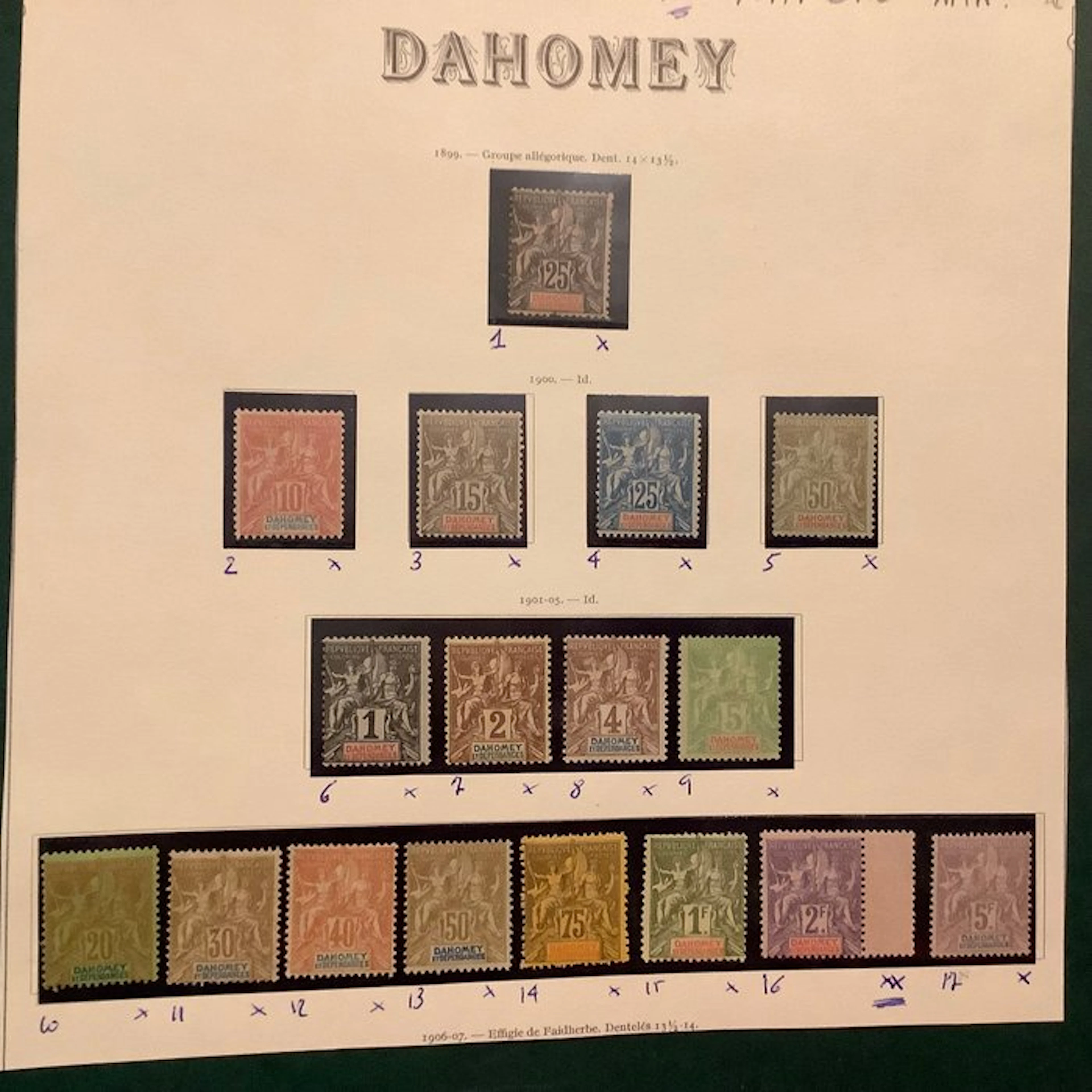 Dahomey 1899/1901 - Three complete volumes with the two...
