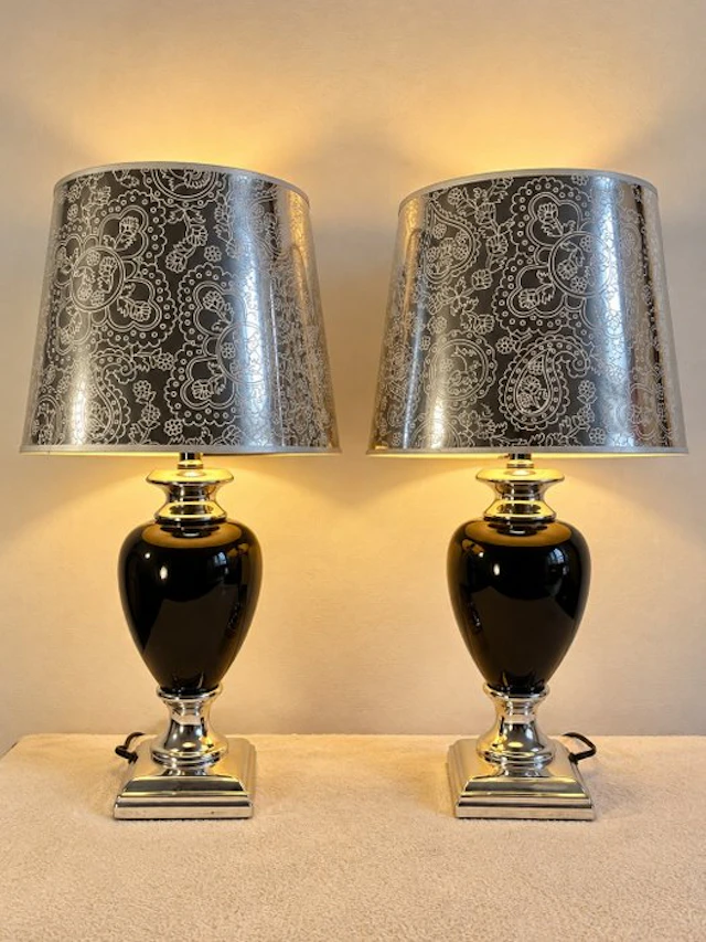 Table lamp (2) - Chrome, Ceramic