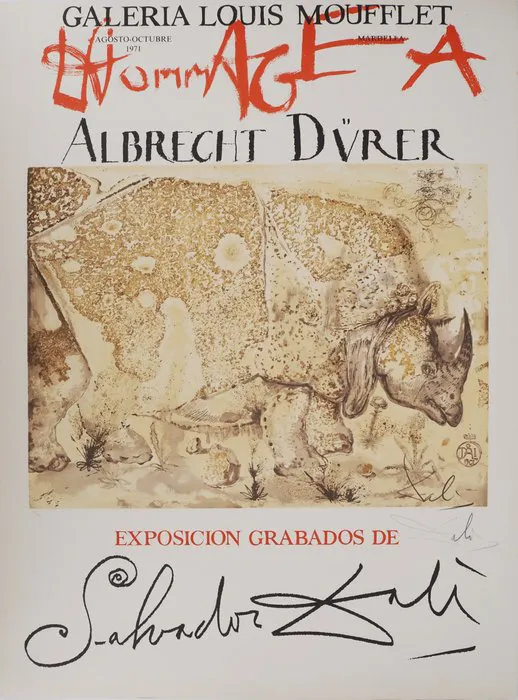 Salvador Dali (1904-1989) - Rhinocéros : Hommage à Albrecht Dürer