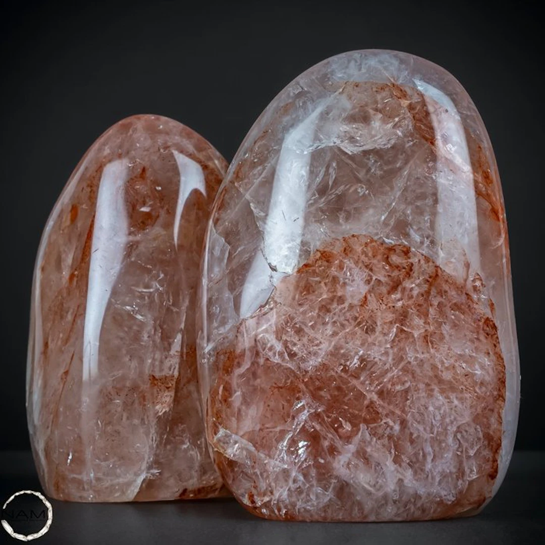 Feuerquarz-Set – Two fascinating unique pieces with...