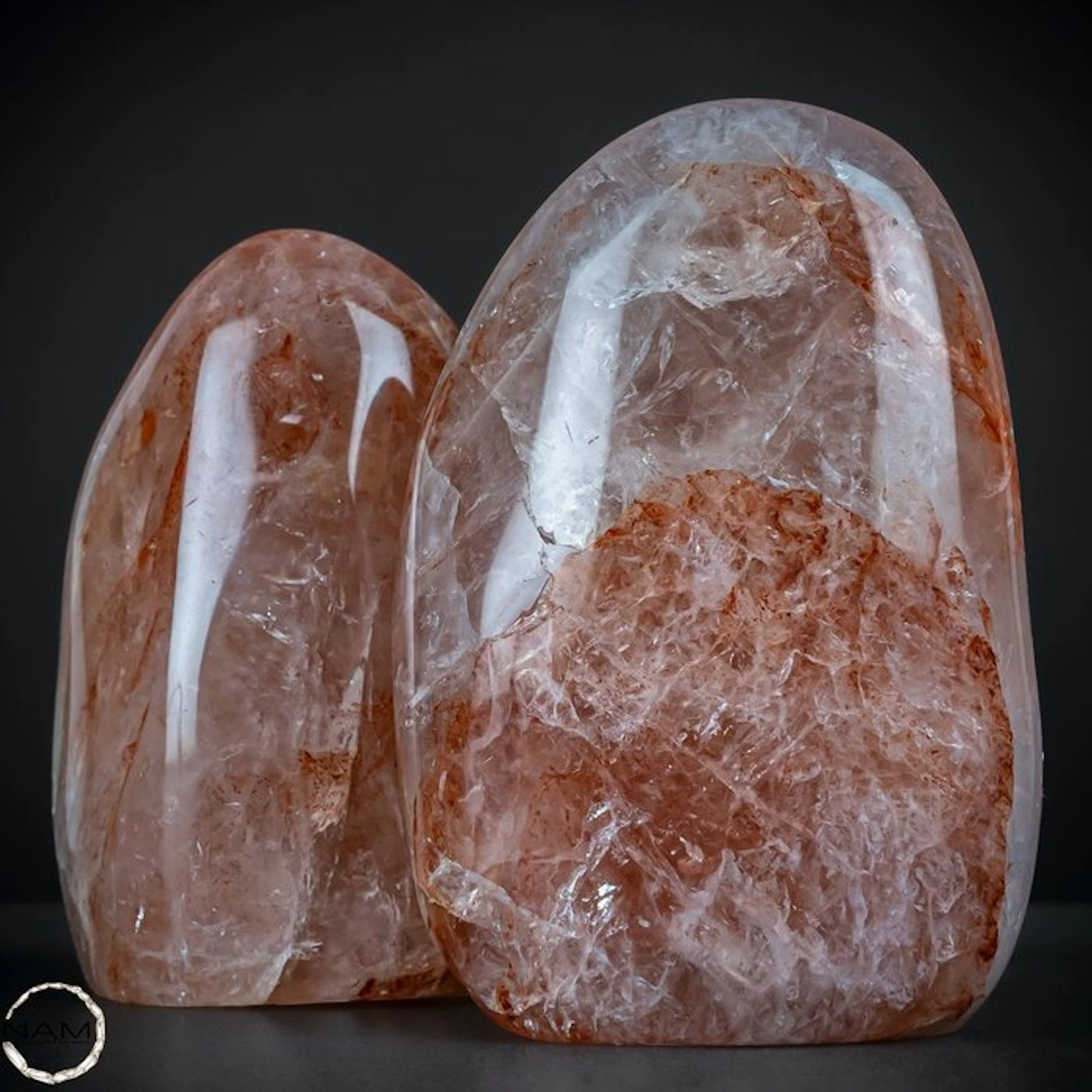 Feuerquarz-Set – Two fascinating unique pieces with...
