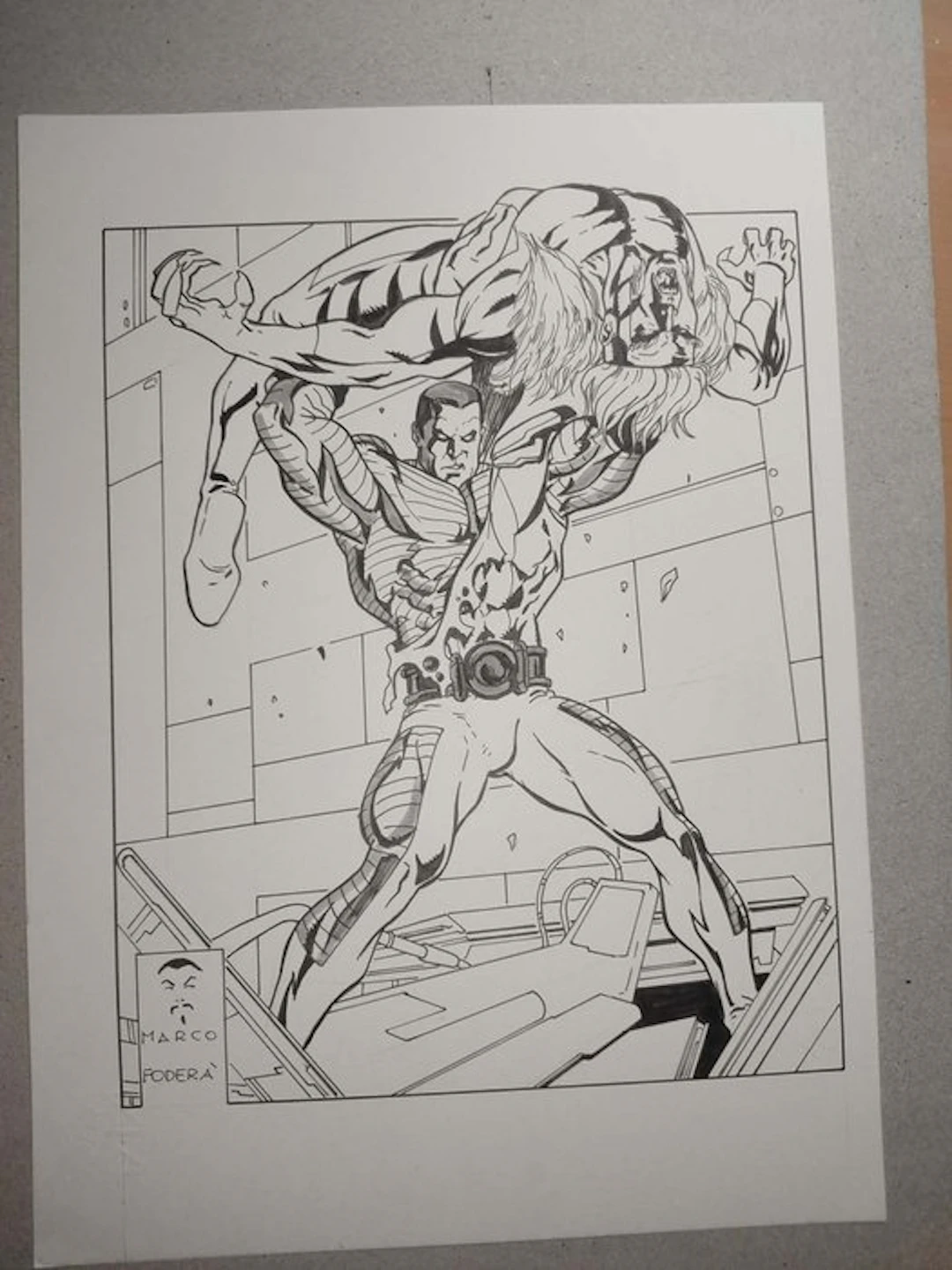 Marco Foderà - 1 Original drawing - X-Men - Colossus vs Sabretooth