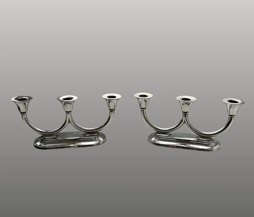 Taperstick (2) - Silver - Modernist candelabras