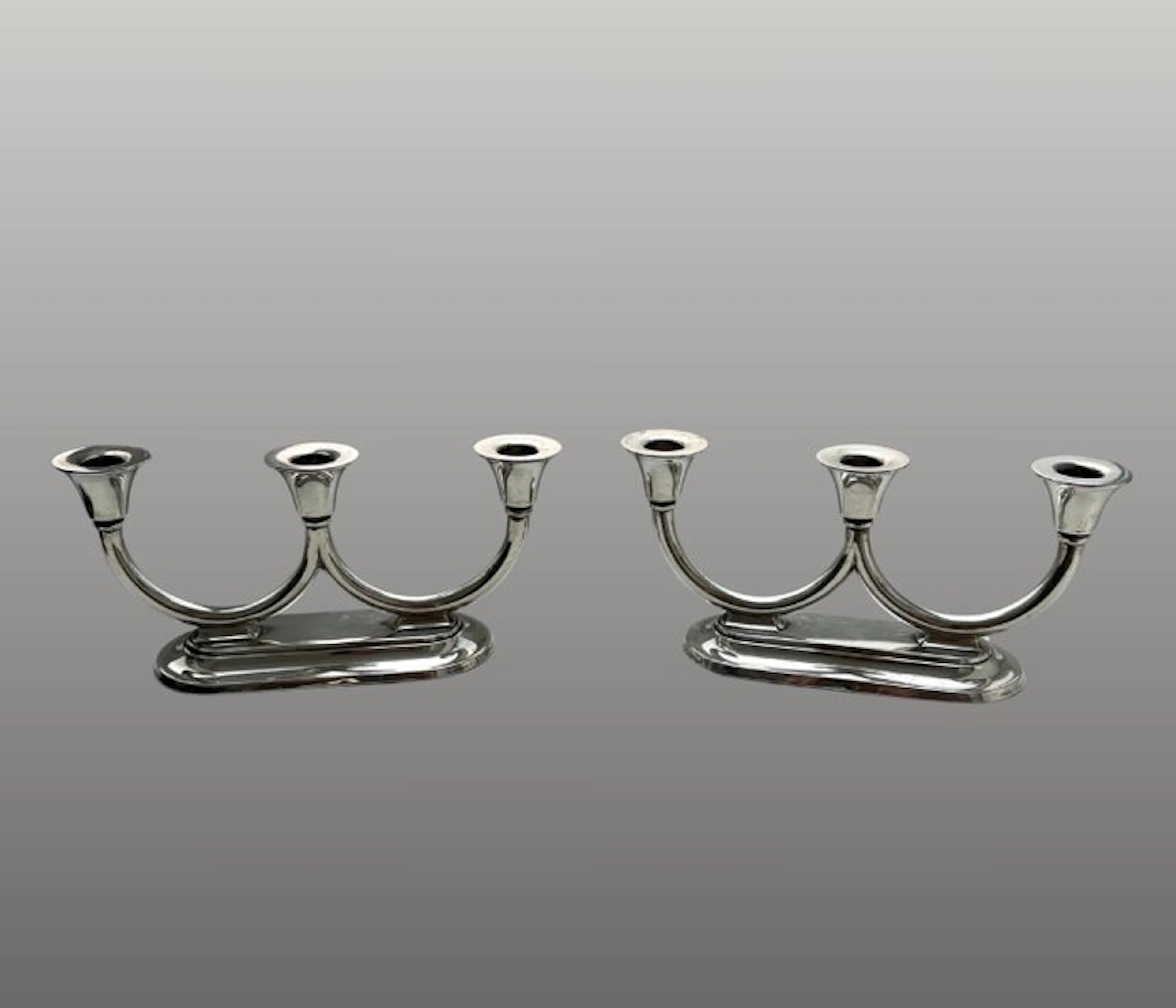Taperstick (2) - Silver - Modernist candelabras