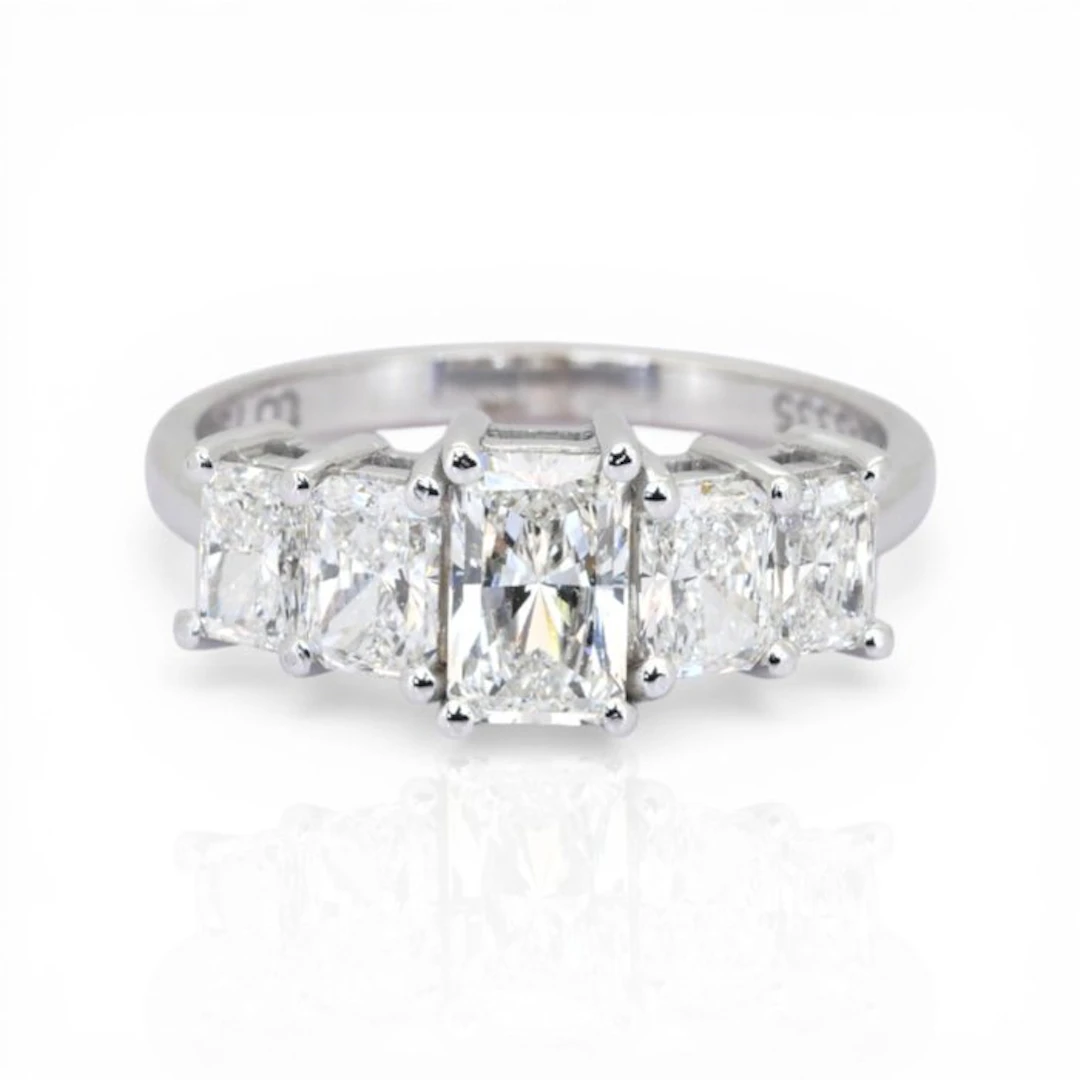 Ring - 18 kt. White gold - 1.83ct. tw. Diamond (Natural) - GIA Certified Ring