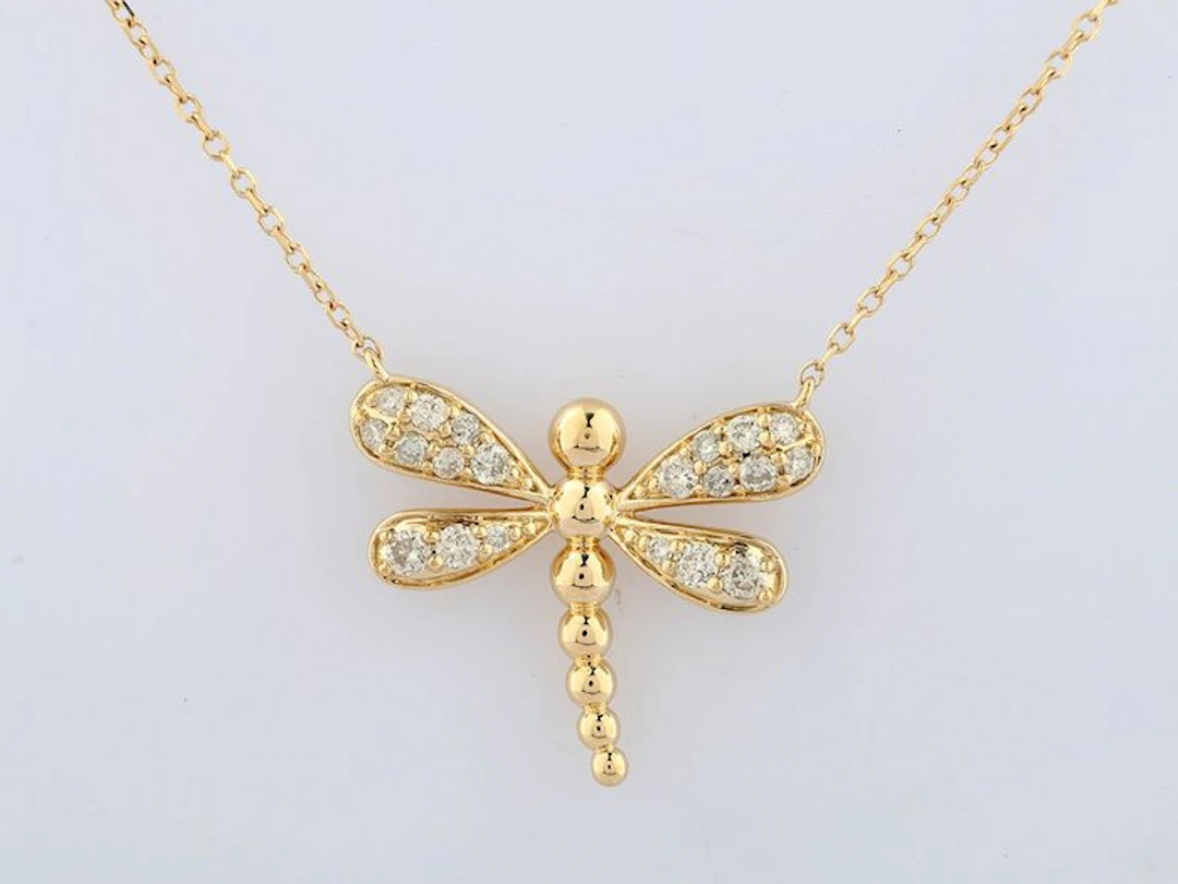 Necklace with pendant - 14 kt. Yellow gold - 0.27ct. tw. Diamond (Natural)