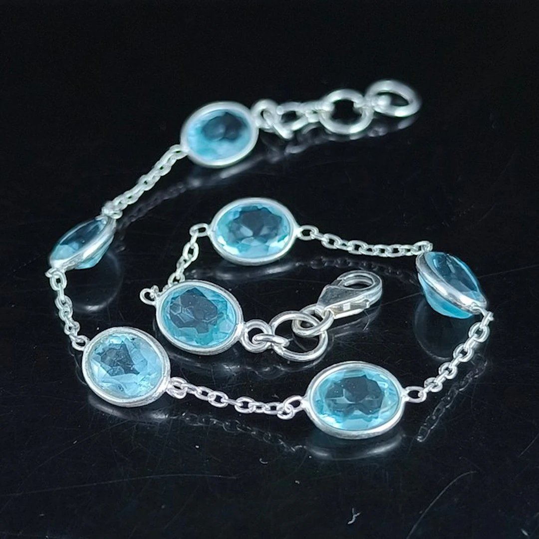 Aquamarine - Silver - Bracelet - Sterling silver