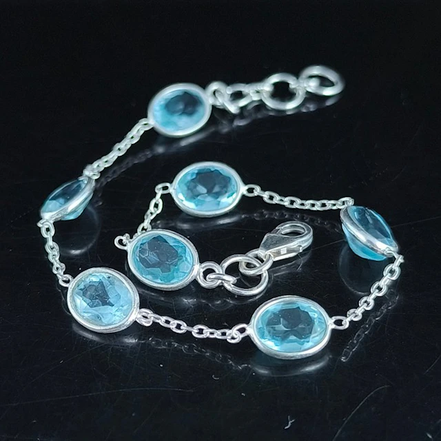 Aquamarine - Silver - Bracelet - Sterling silver