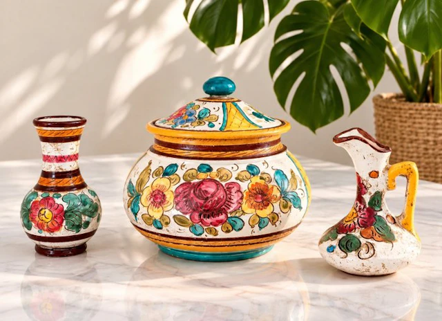 Decorative ornament (3) - Deruta - Italy - Vase-pot-pichet