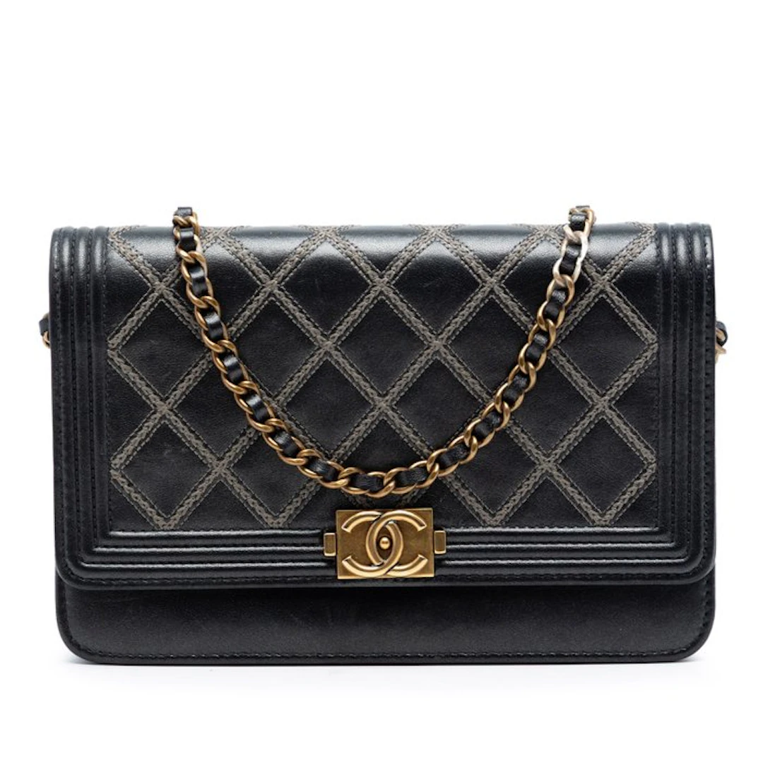 Chanel - Quilted Lambskin Double Stitch Boy Wallet On Chain - Bag