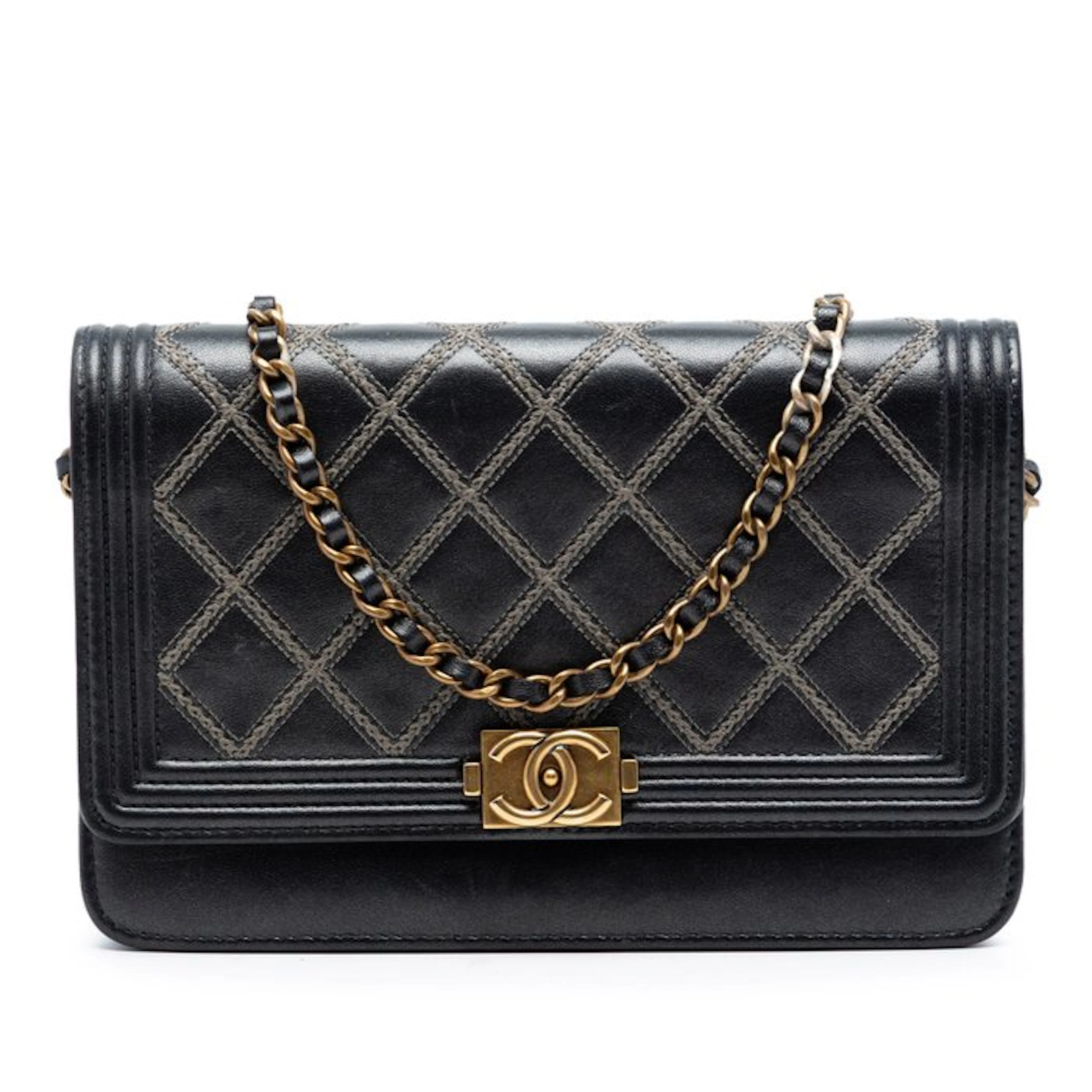 Chanel - Quilted Lambskin Double Stitch Boy Wallet On Chain - Bag