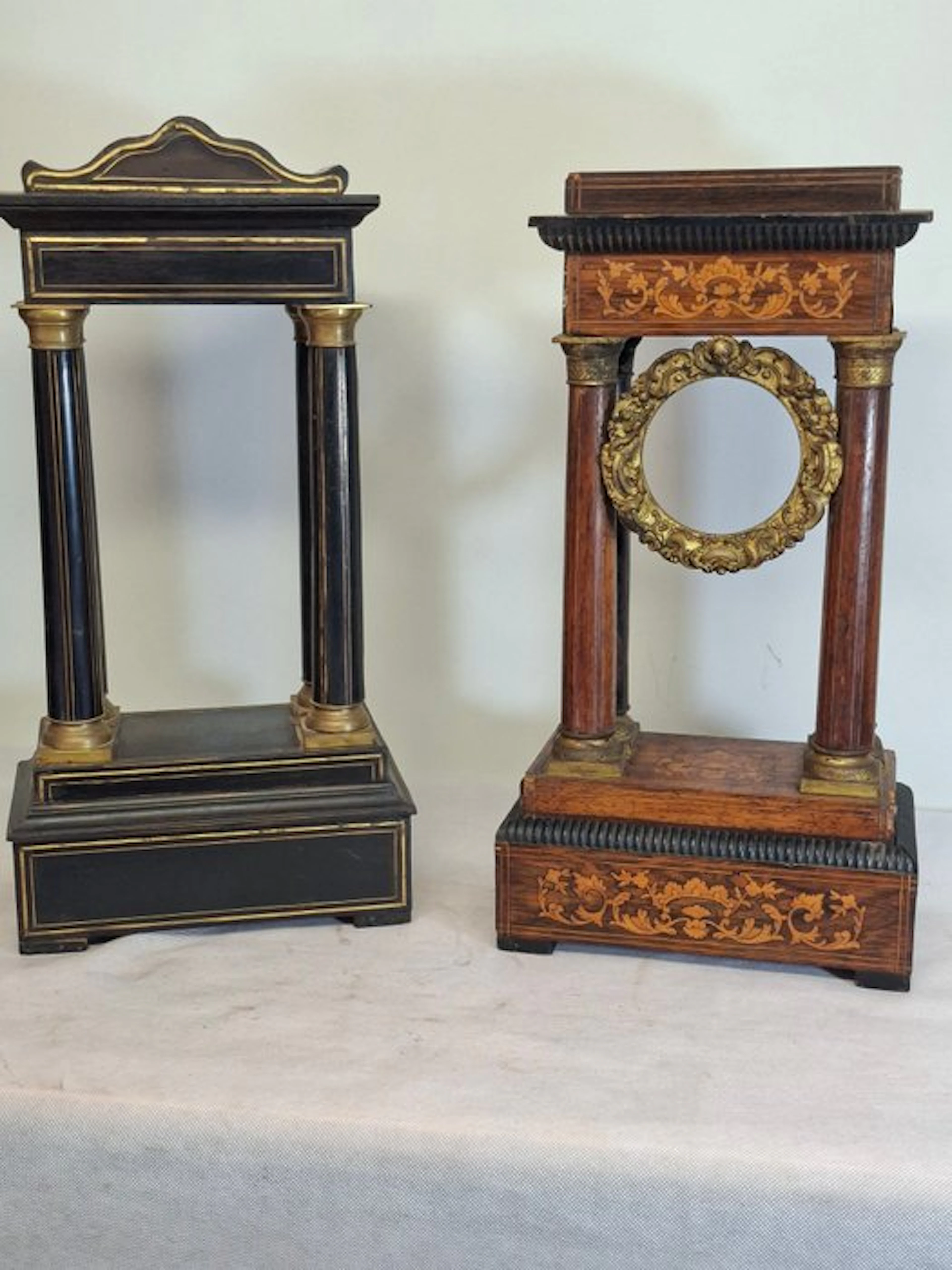 Portico clock (2) - Wood - 1850-1900