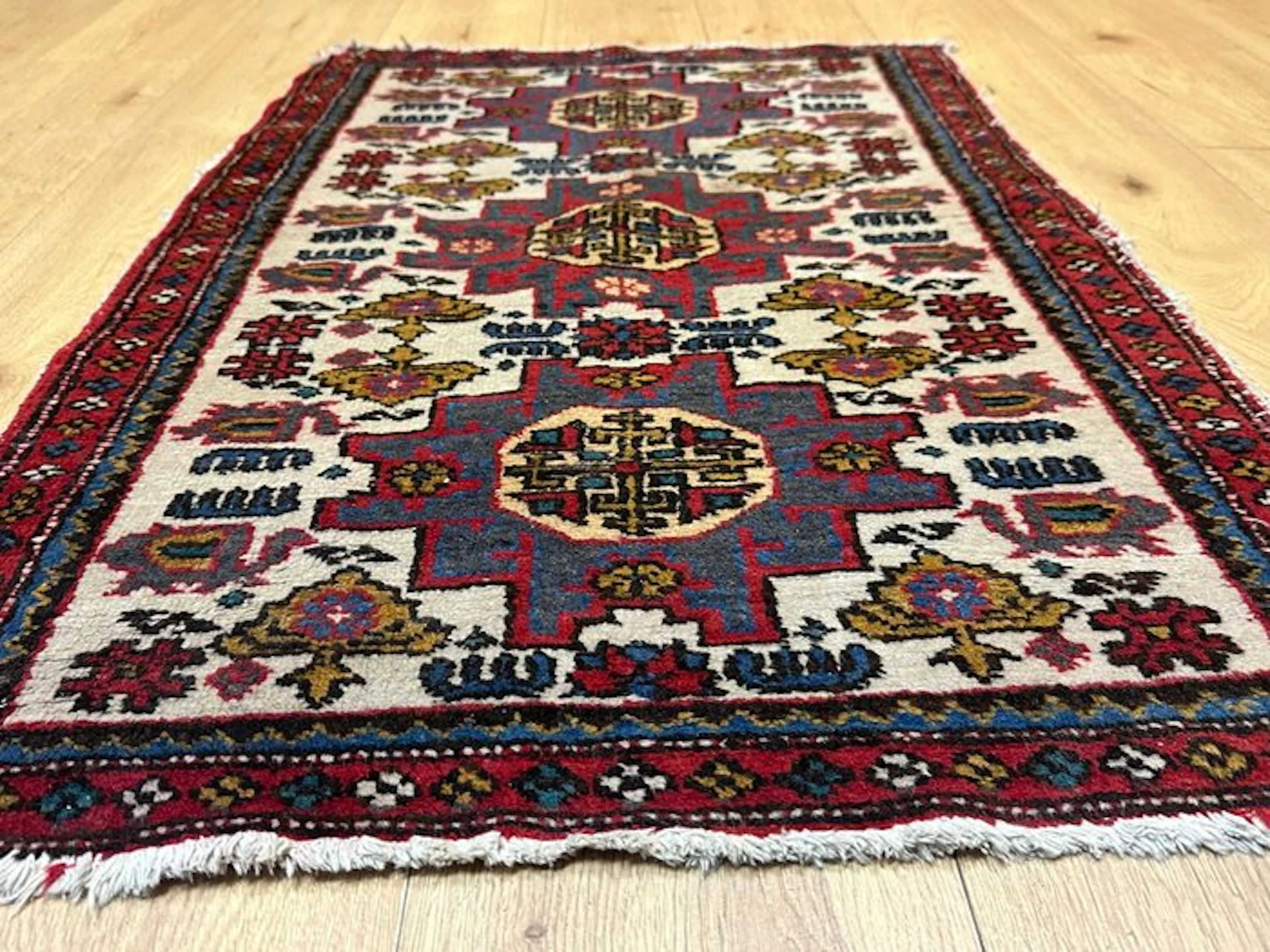 Beautiful antique Kazakh Derbend rug with a traditional geometric pattern