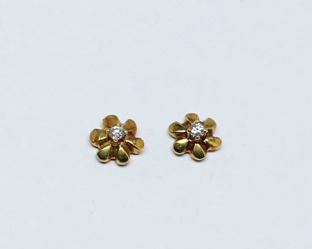 No reserve price - Earrings - 18 kt. Yellow gold Diamond (Natural)