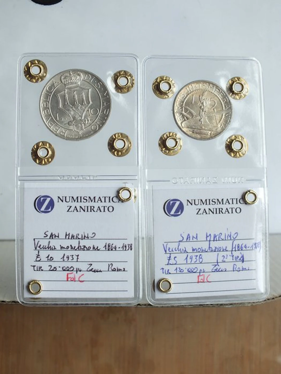 San Marino. 5 Lire 1938 argento (2 monete) (No reserve price)