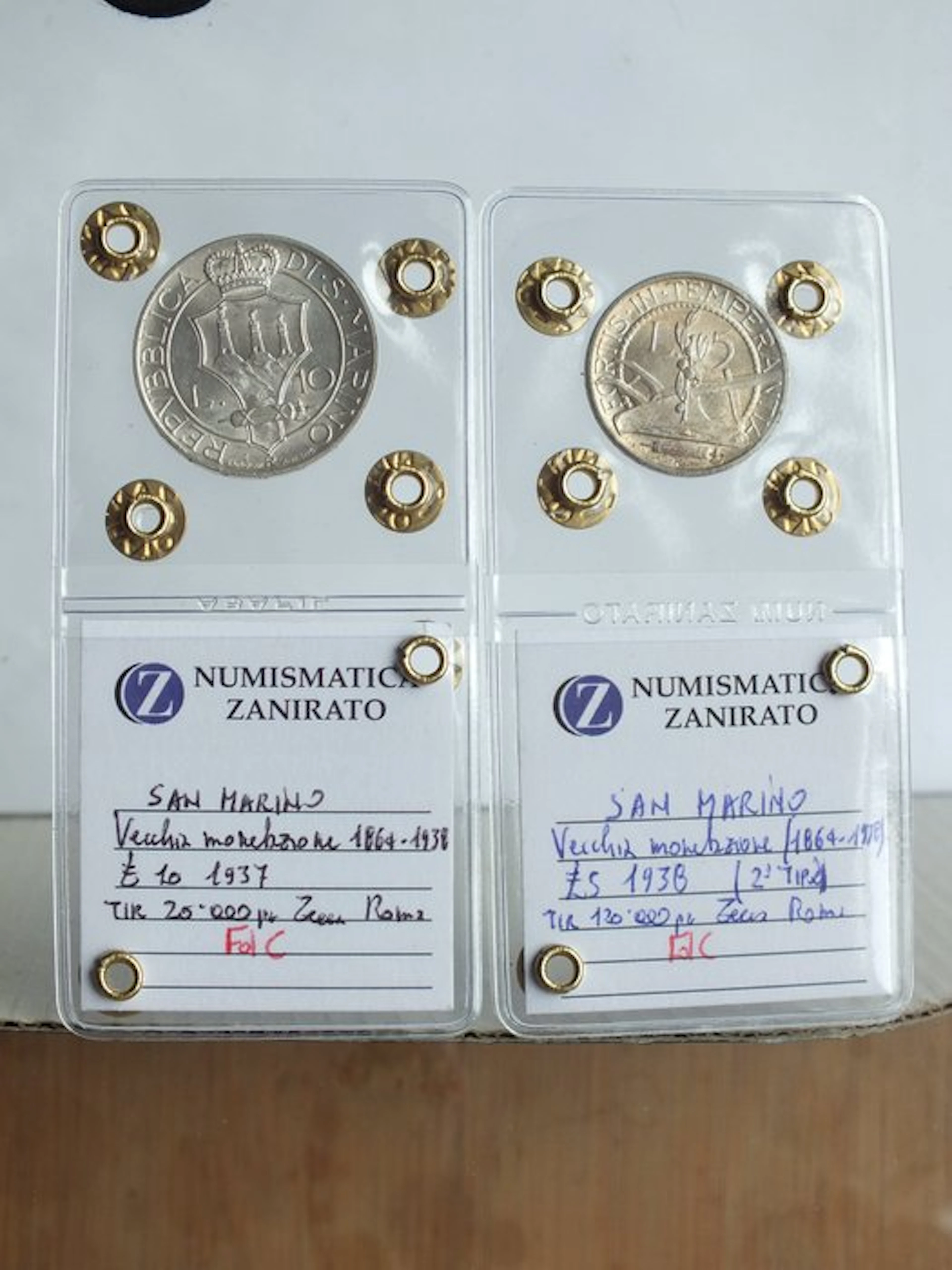 San Marino. 5 Lire 1938 argento (2 monete) (No reserve price)