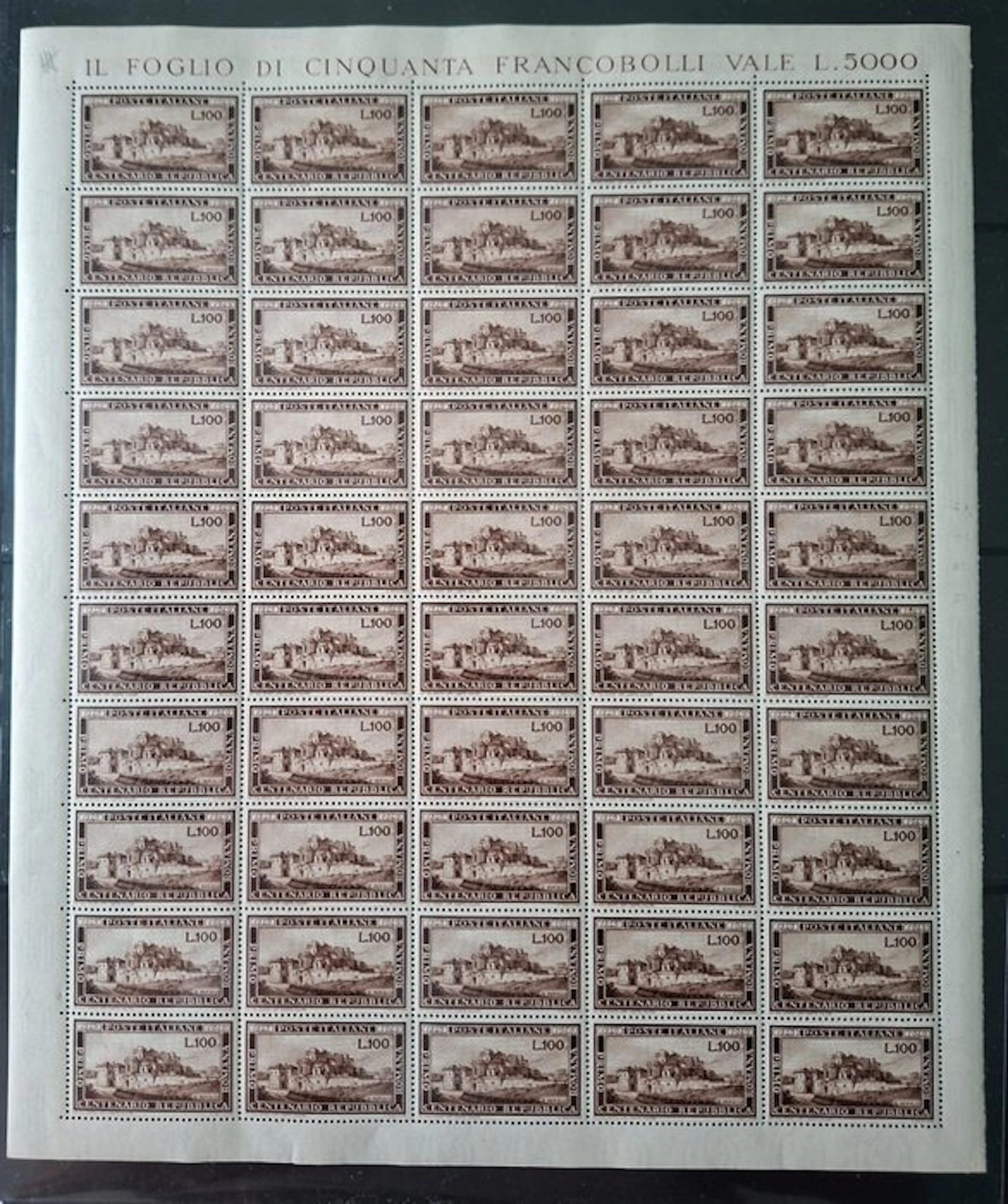 Italian Republic 1949 - Centenary of the Roman Republic...