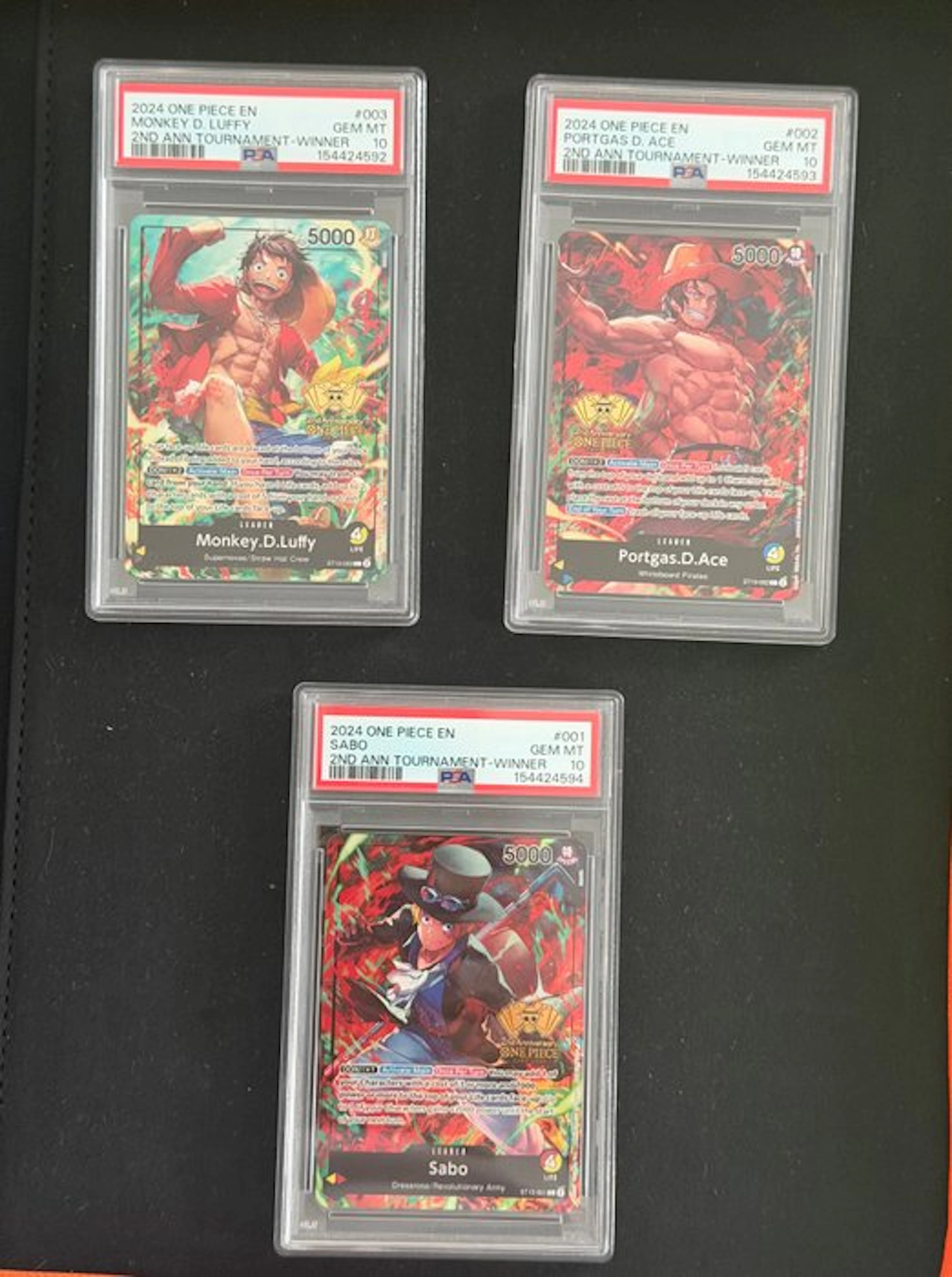 Bandai - 3 Graded card - One Piece - Monkey D. Luffy - PSA 10