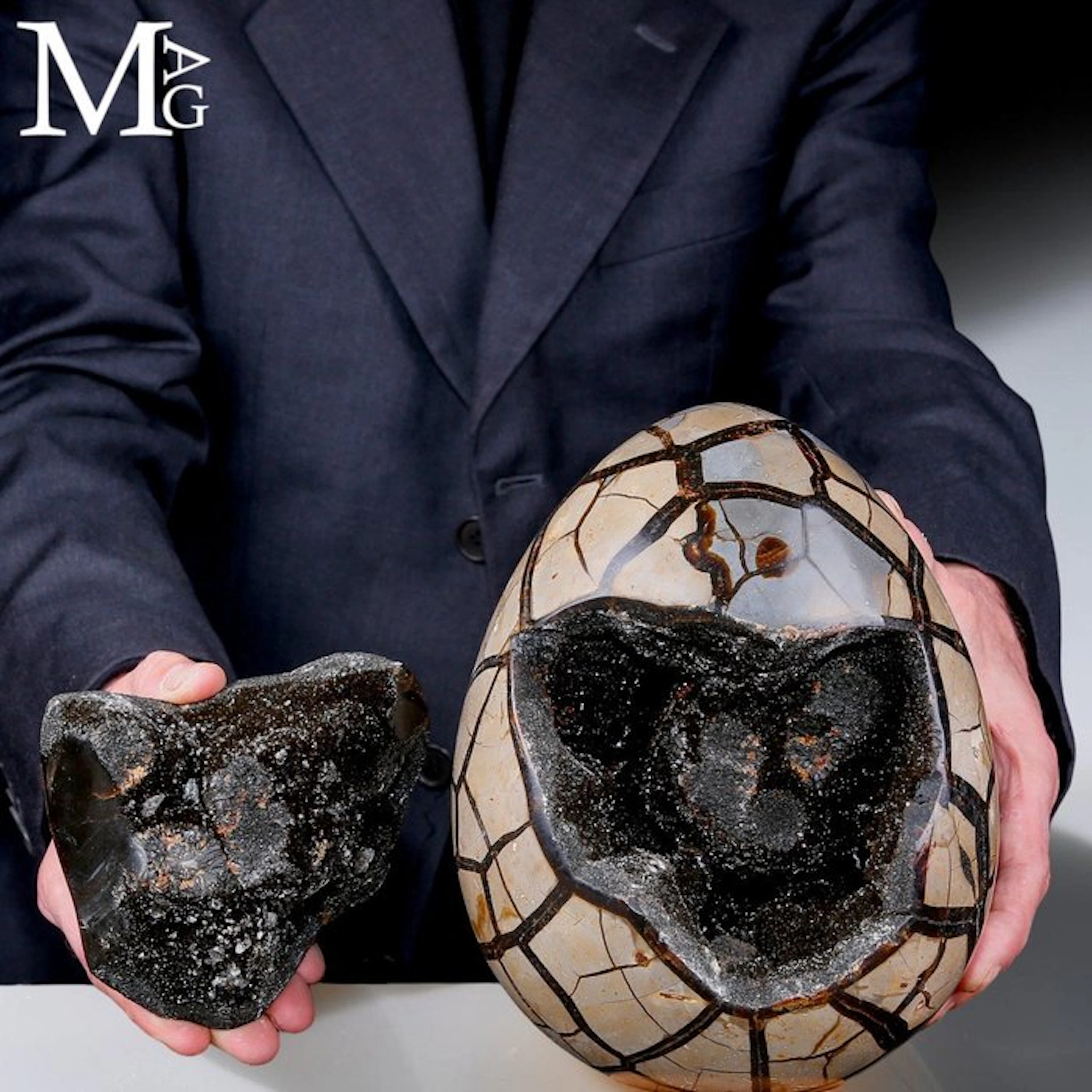 Large Carved Septarian Geode Egg