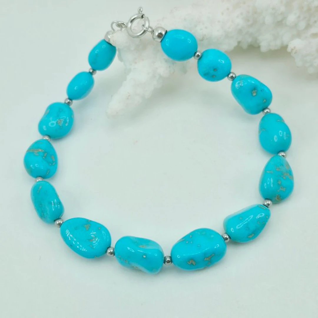 Turquoise - Silver, No Reserve - Bracelet - Turquoise Arizona