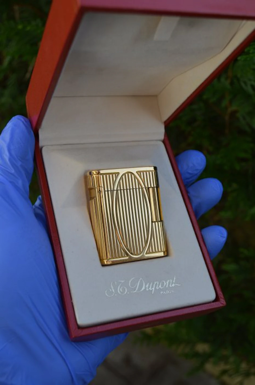 S.T. Dupont - Briquet Soubreny - Medaillon et Lignes - Lighter - Gold-plated