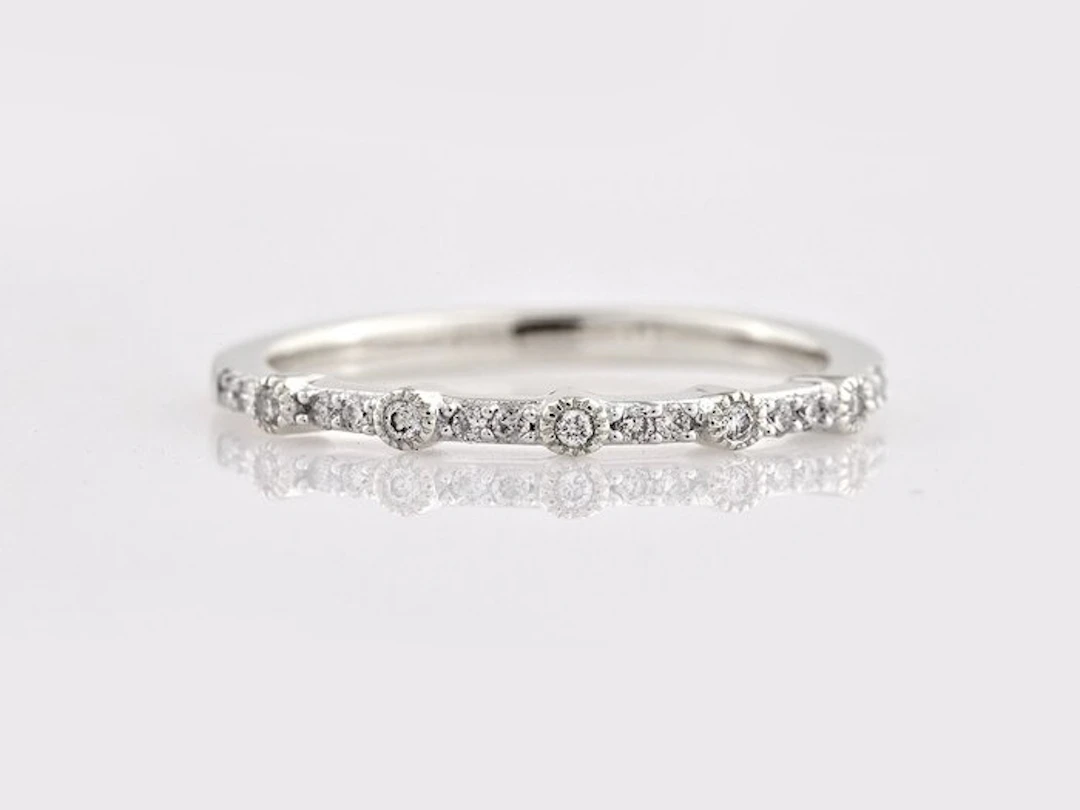 No reserve price - Ring - 14 kt. White gold - 0.10ct. tw. Diamond (Natural)