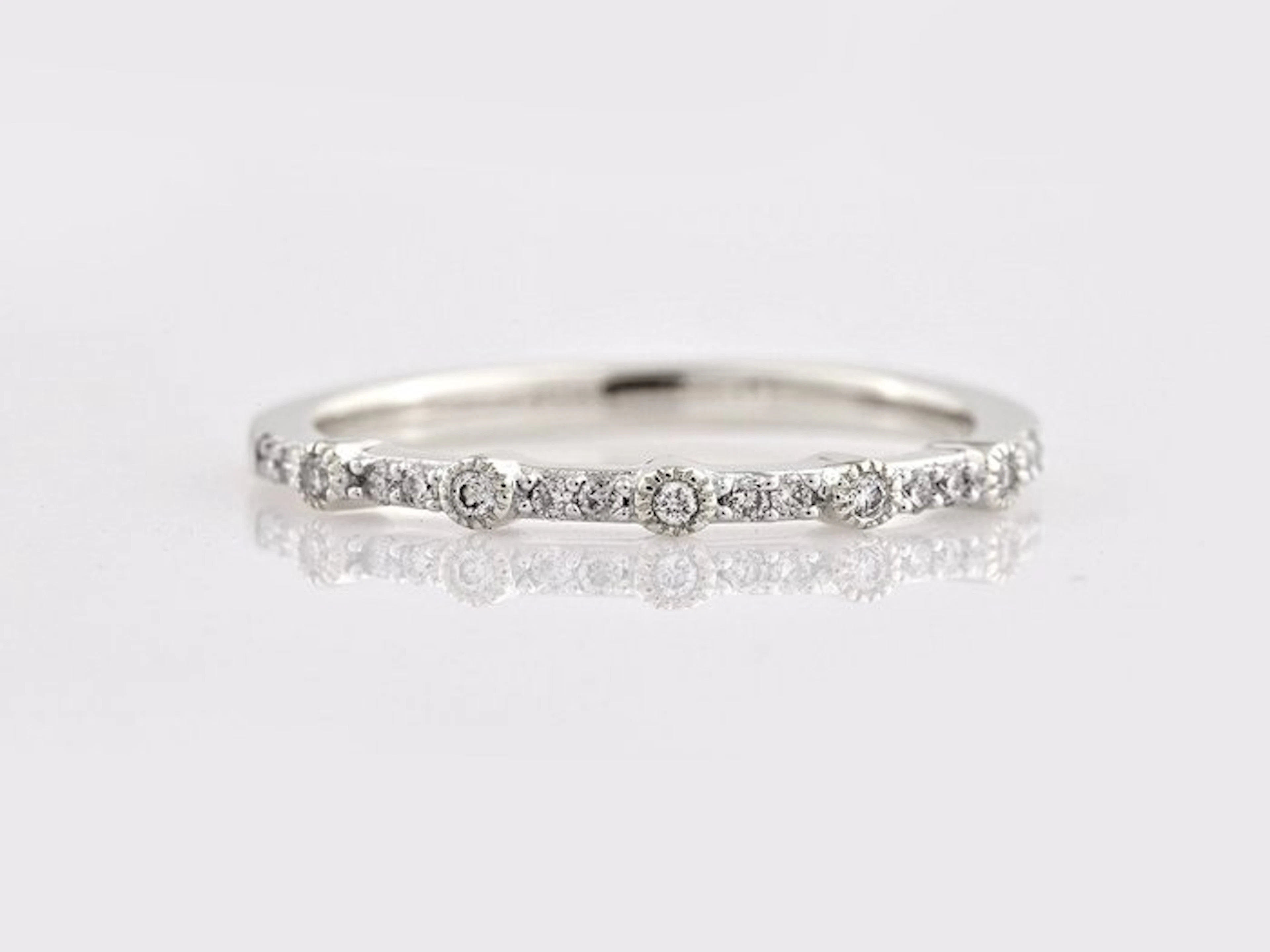 No reserve price - Ring - 14 kt. White gold - 0.10ct. tw. Diamond (Natural)