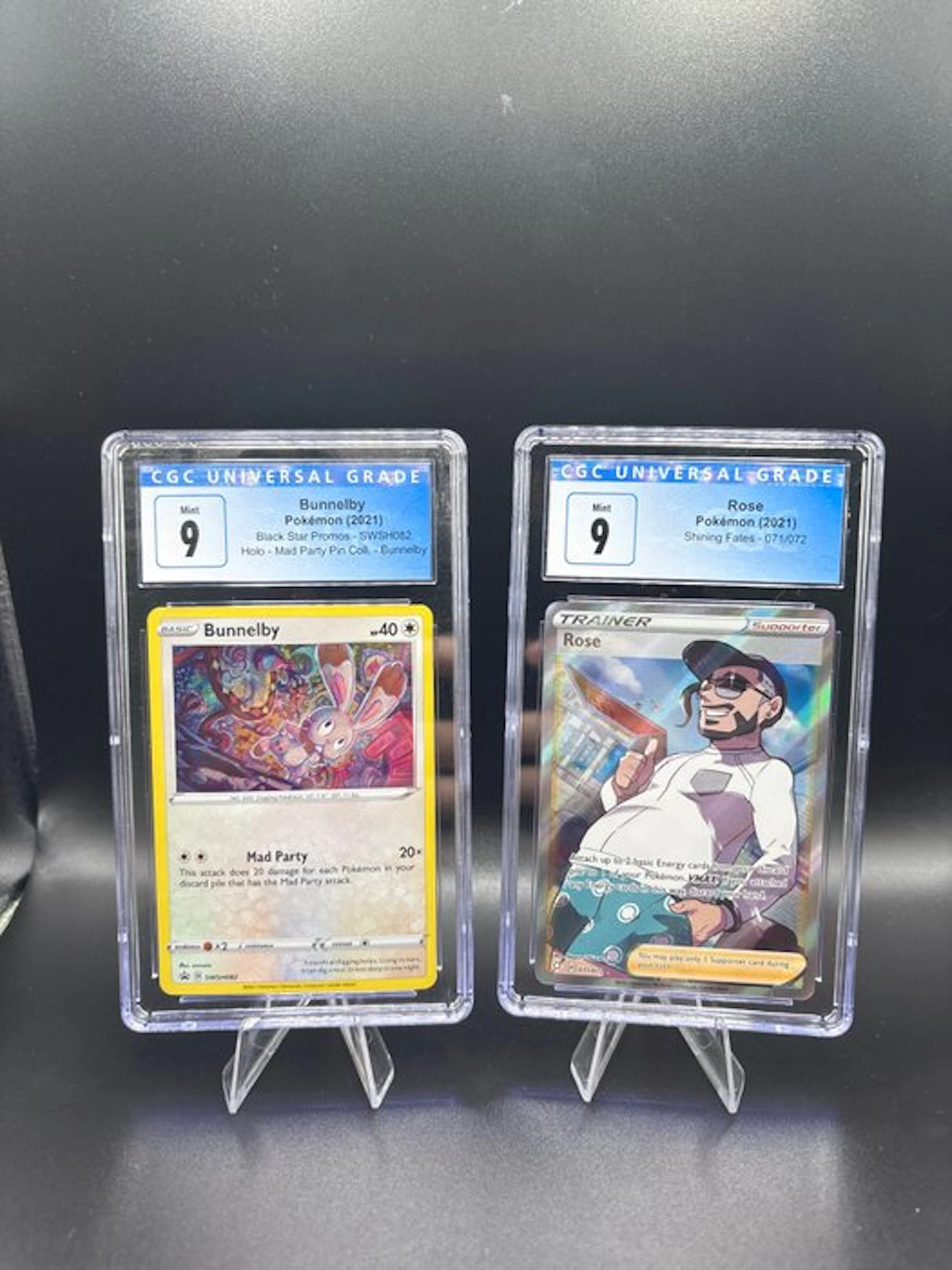 Pokémon - 2 Graded card - Bunnelby & Rose - CGC 9