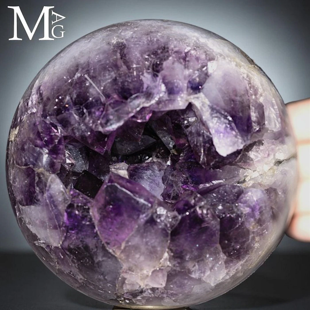 Brazilian Amethyst Sphere with Deep Violet Crystals...